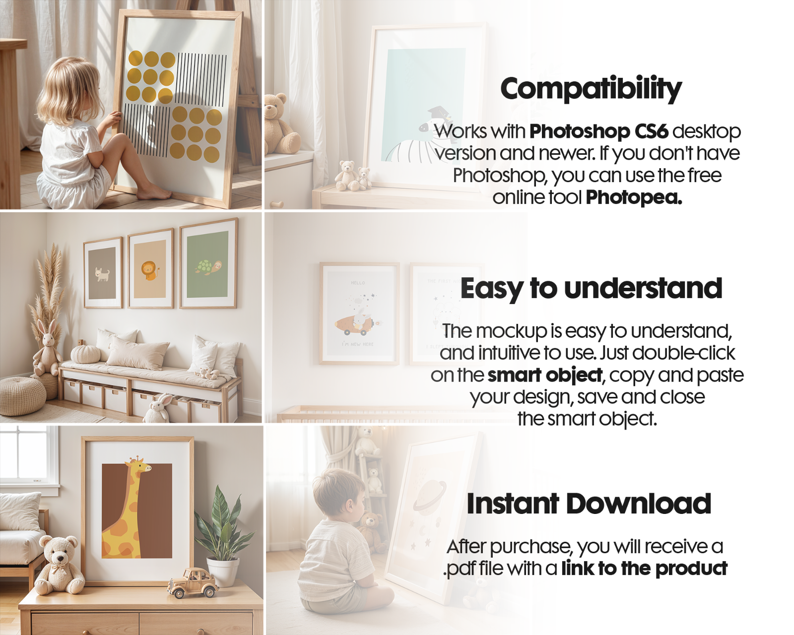 Nursery Frame Mockup Bundle: 30 PSD Files, Wall Art Mockups (Digital Download)