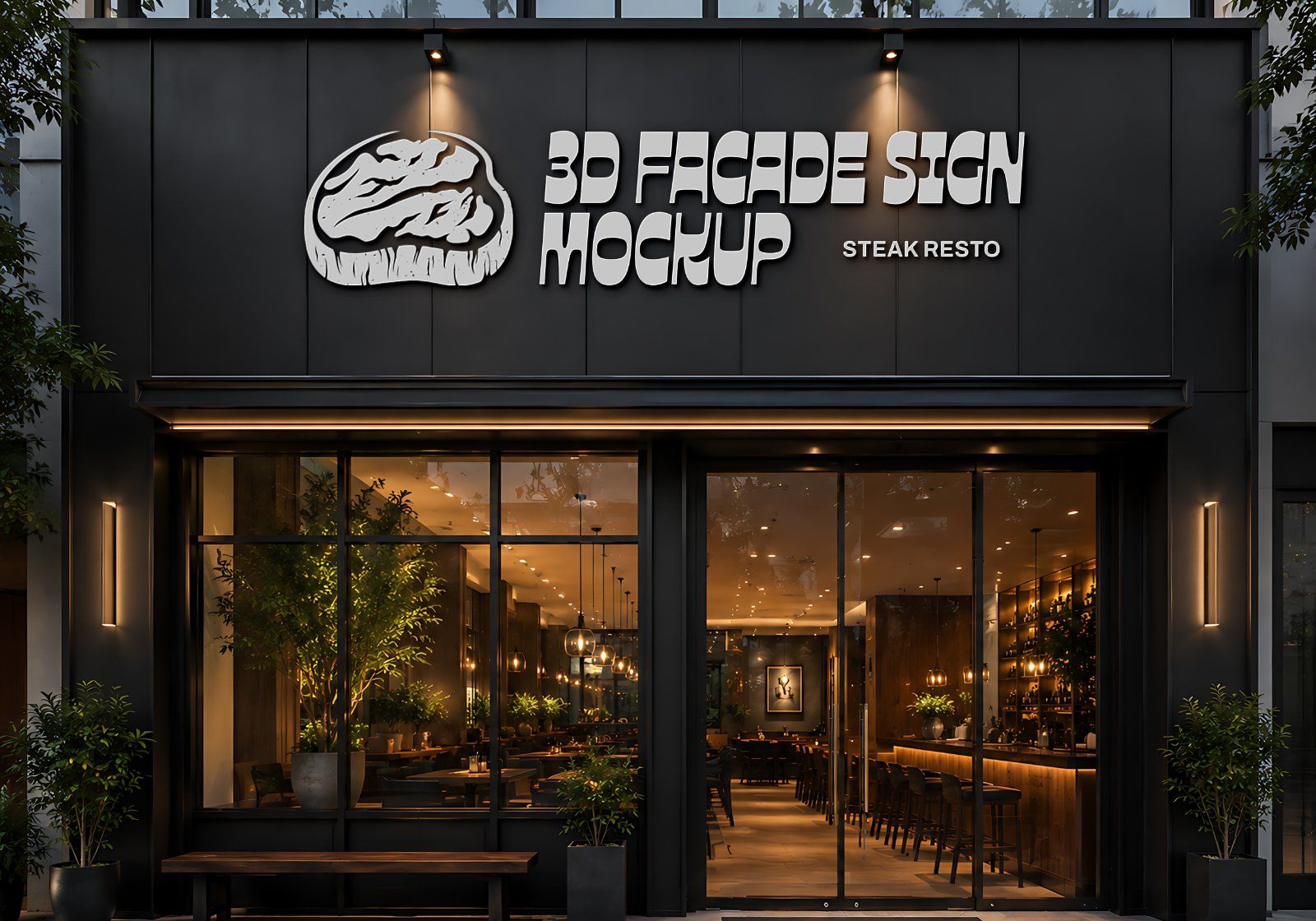 Premium Steakhouse Restaurant Branding Mockup Bundle – 15 Luxury PSD Scenes for Steak House, Bistro