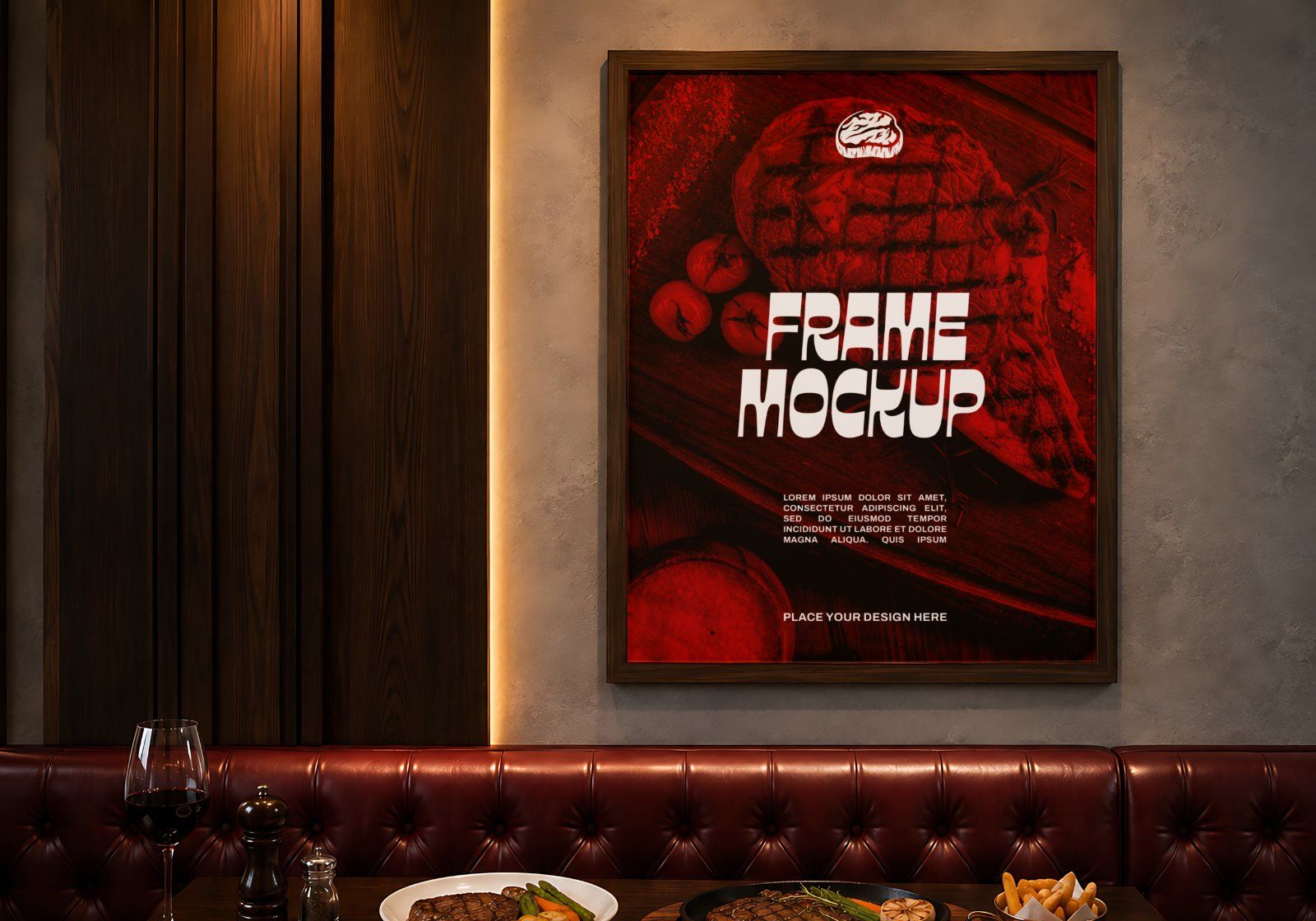Premium Steakhouse Restaurant Branding Mockup Bundle – 15 Luxury PSD Scenes for Steak House, Bistro