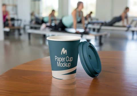 Paper Cup Mockup – Realistic PSD Template for Fitness & Wellness Branding