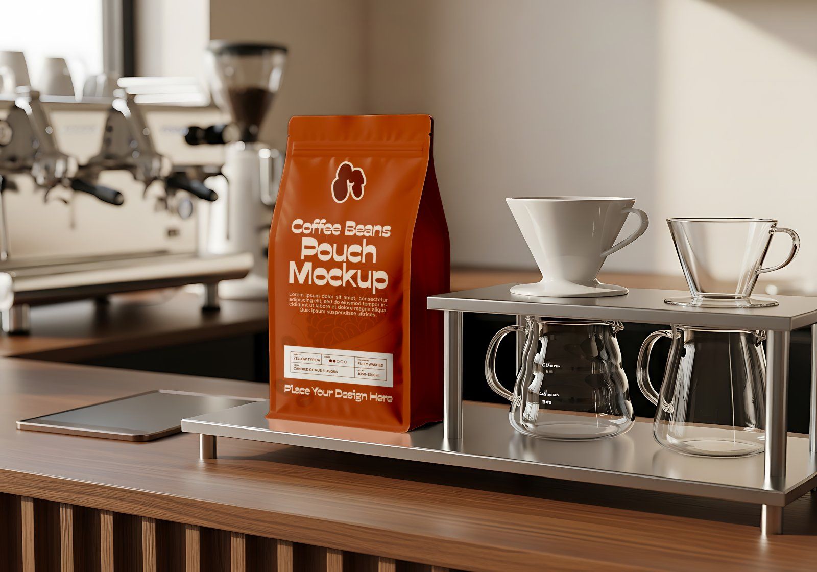 Premium Branding Brown Cafe Mockup