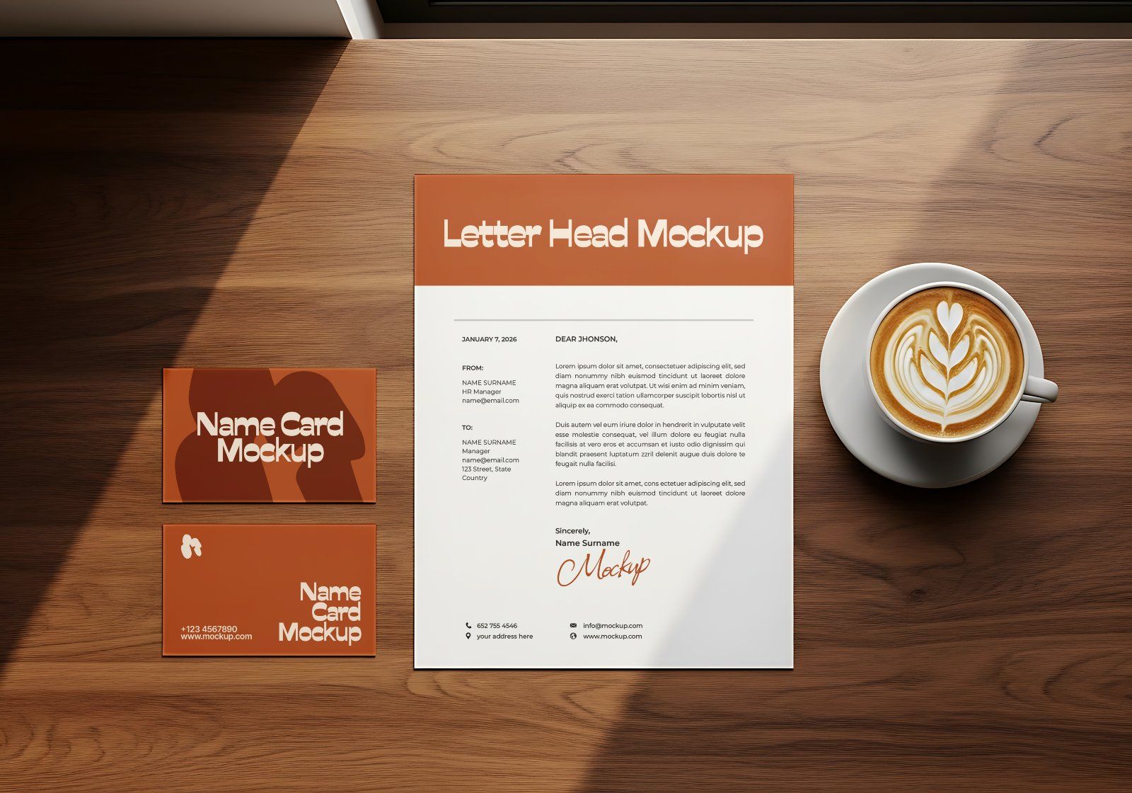 Premium Branding Brown Cafe Mockup