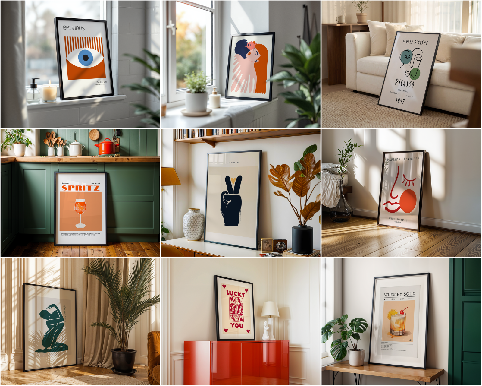 100 Black Frame Poster Mockup PSD Bundle, Wall Art & Poster Smart Object Template