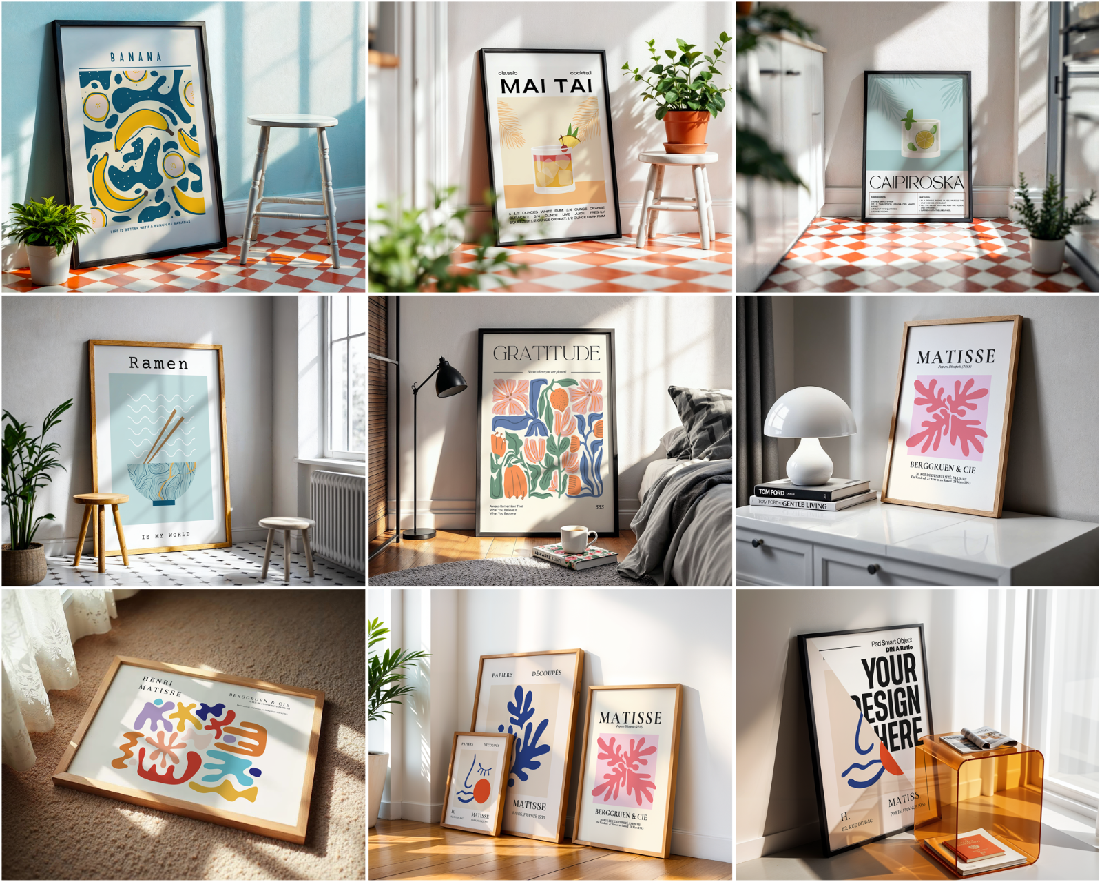 150 Poster Frame Mockup PSD Bundle, Wall Art Display , Din A Ratio
