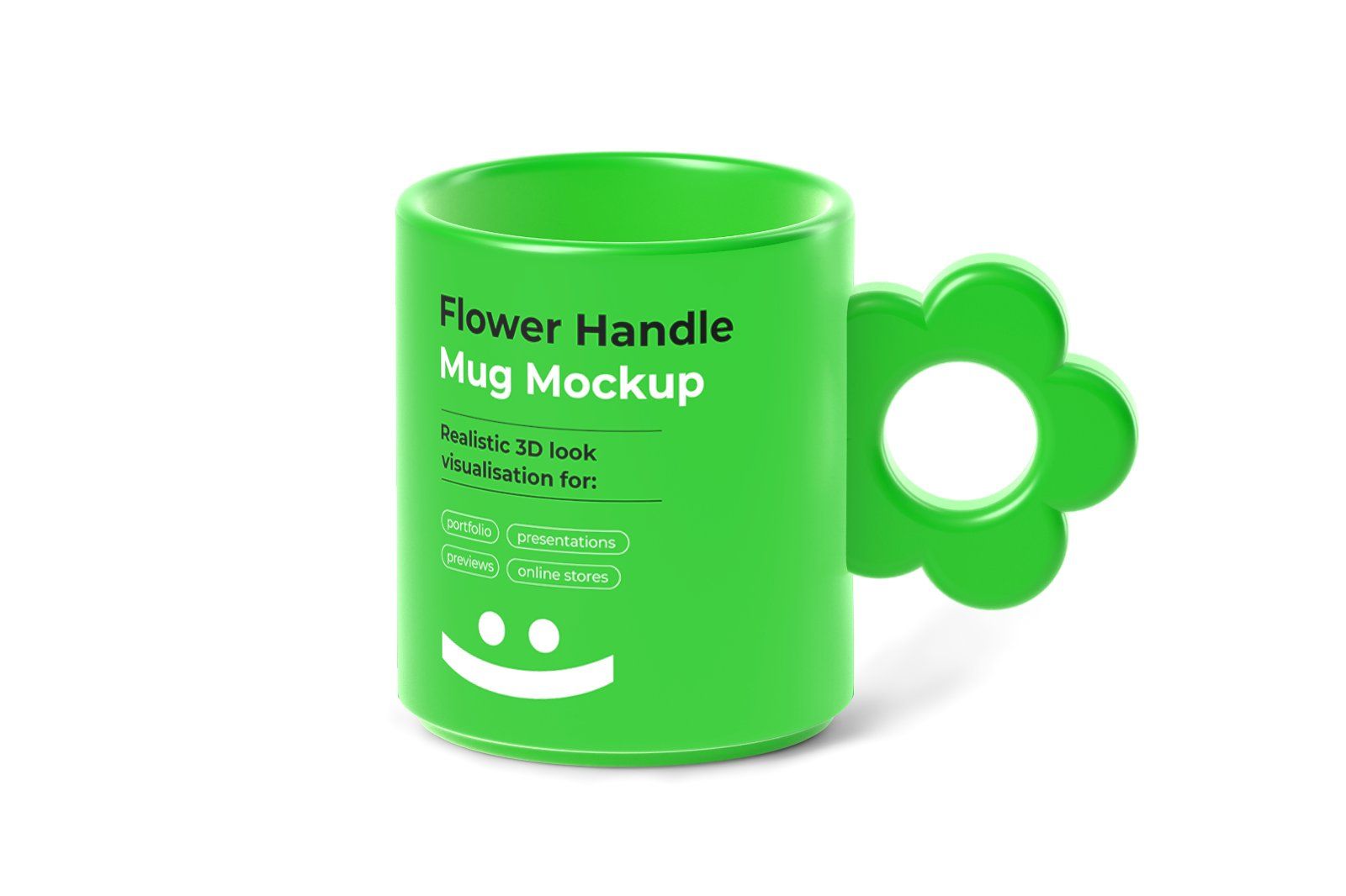 Cute Mug Mockup with Floral Handle