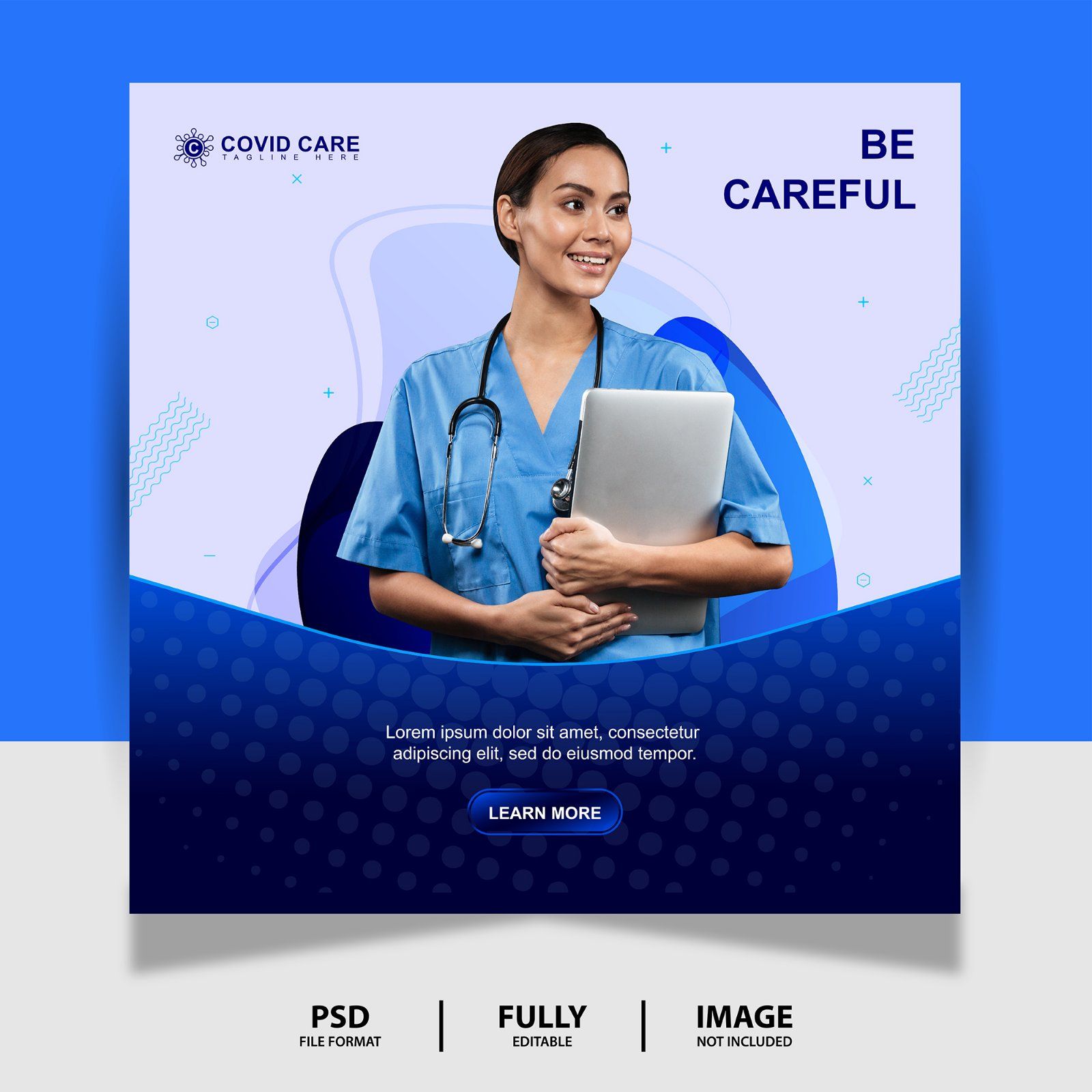 Abstract Blue Health & Doctor Social Media Post Banner — image 1