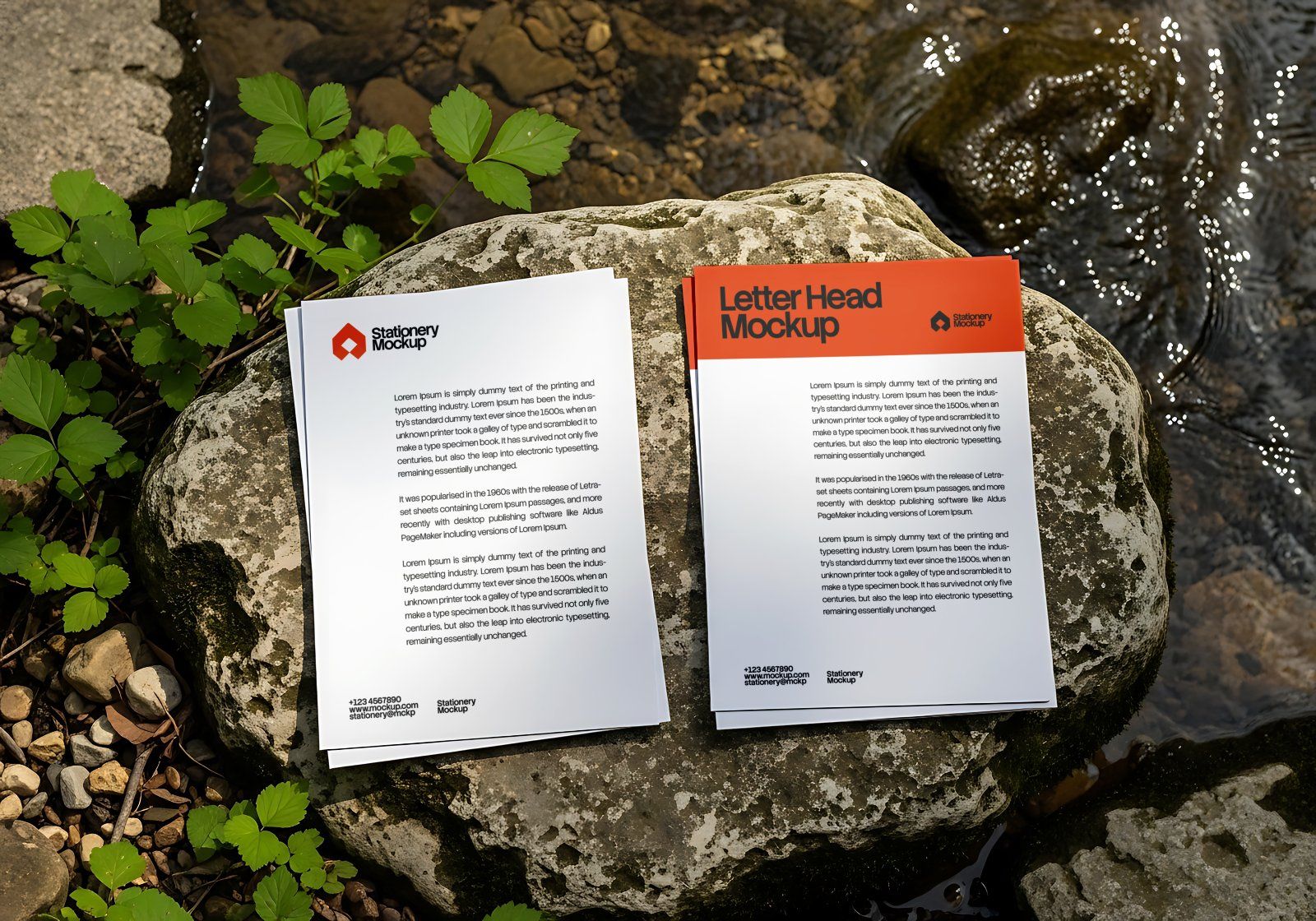 Nature Branding Kit Mockup Bundle – Stationery, Tote Bag, Book & Phone Screen PSD Mockups