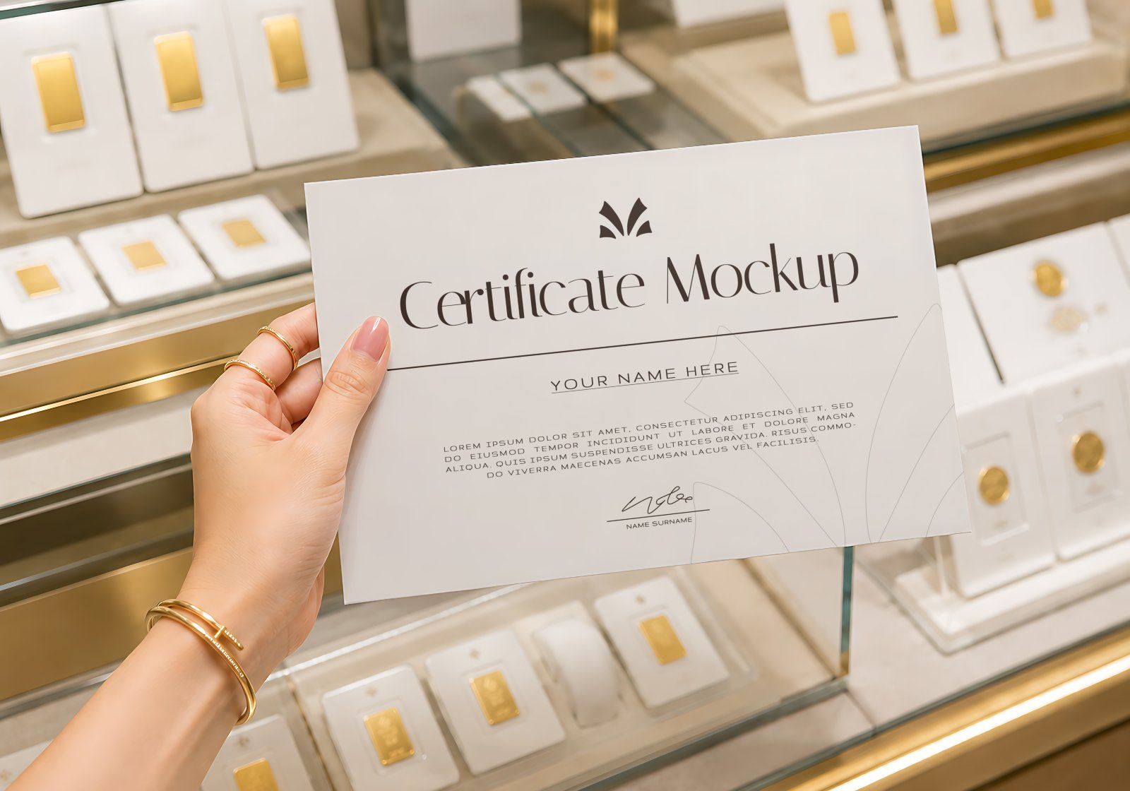 Premium Branding Gold Jewelry Store Mockup — image 9