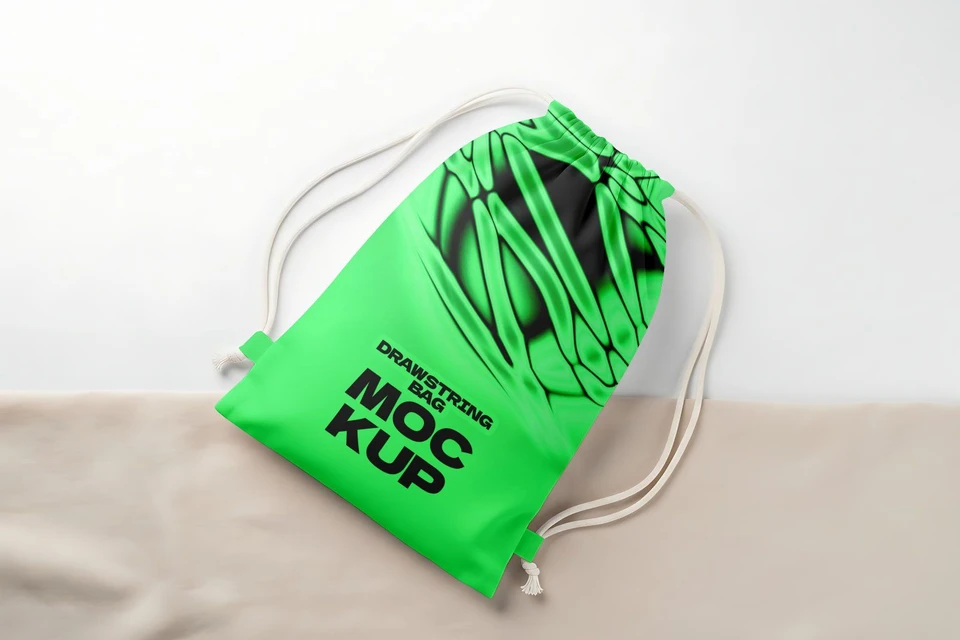 Drawstring Bag Mockup – Realistic PSD Template for Merchandise Branding