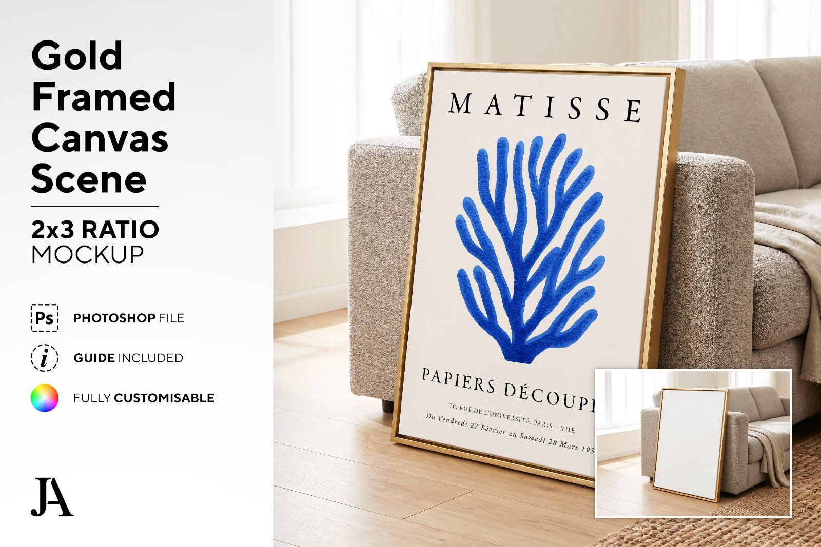 Gold Framed Canvas | 2x3 Ratio PSD
