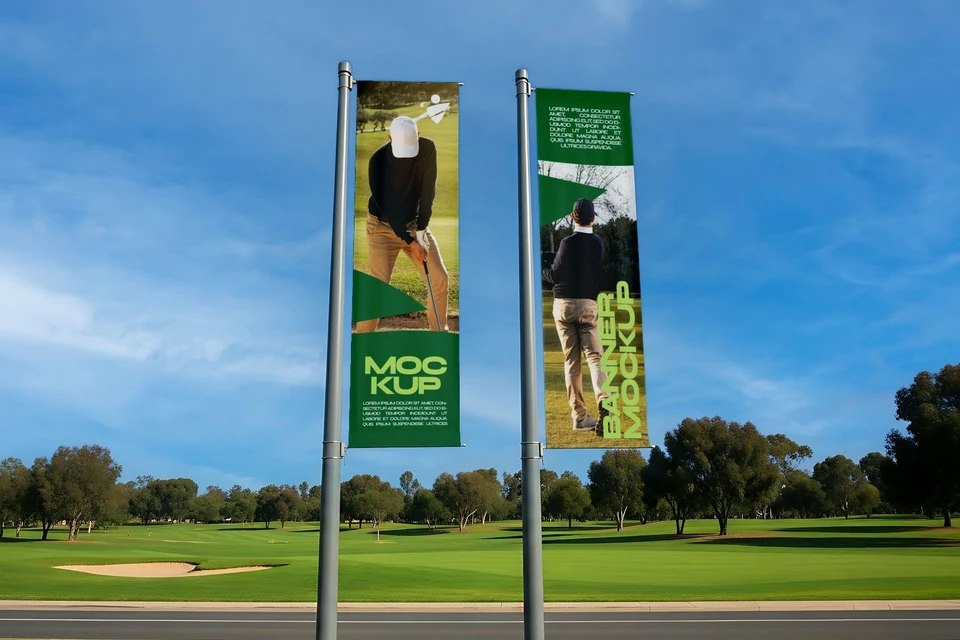 Golf Club Banner Mockup – Realistic Outdoor PSD Template
