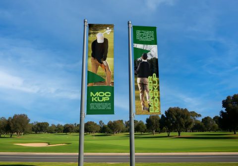Golf Club Banner Mockup – Realistic Outdoor PSD Template