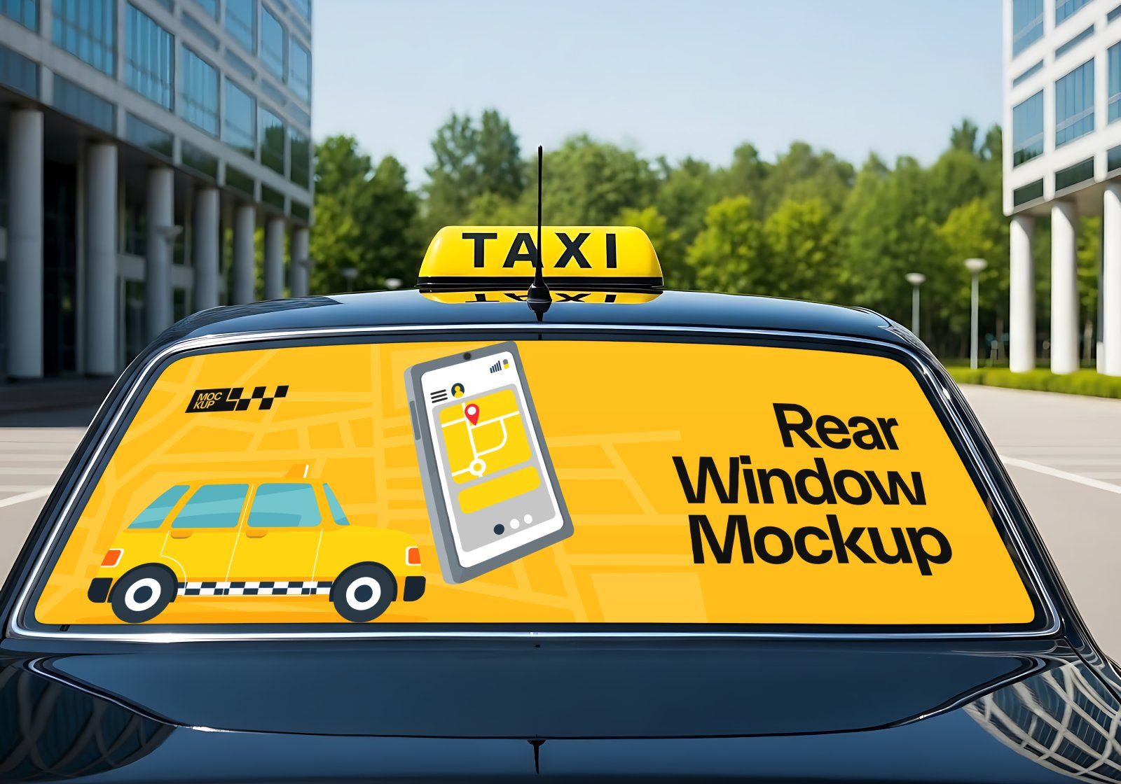 Premium Branding Yellow Taxi Mockup