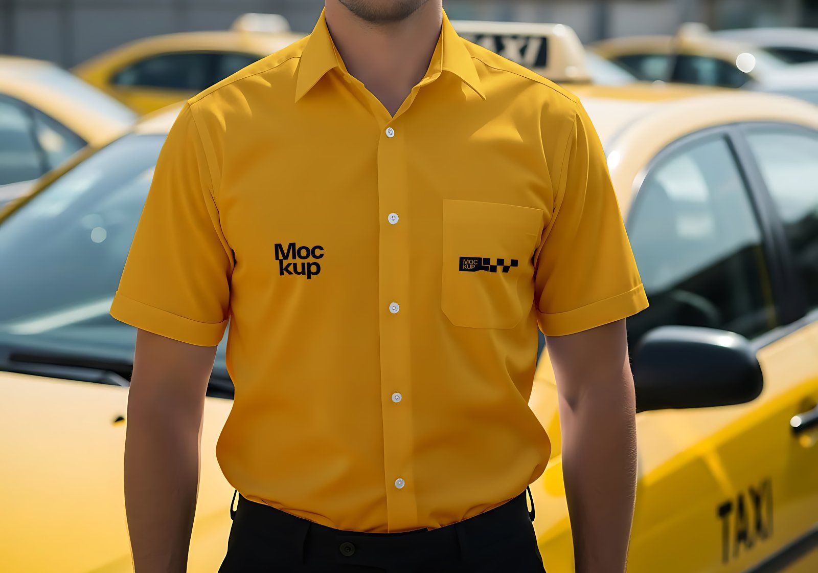Premium Branding Yellow Taxi Mockup