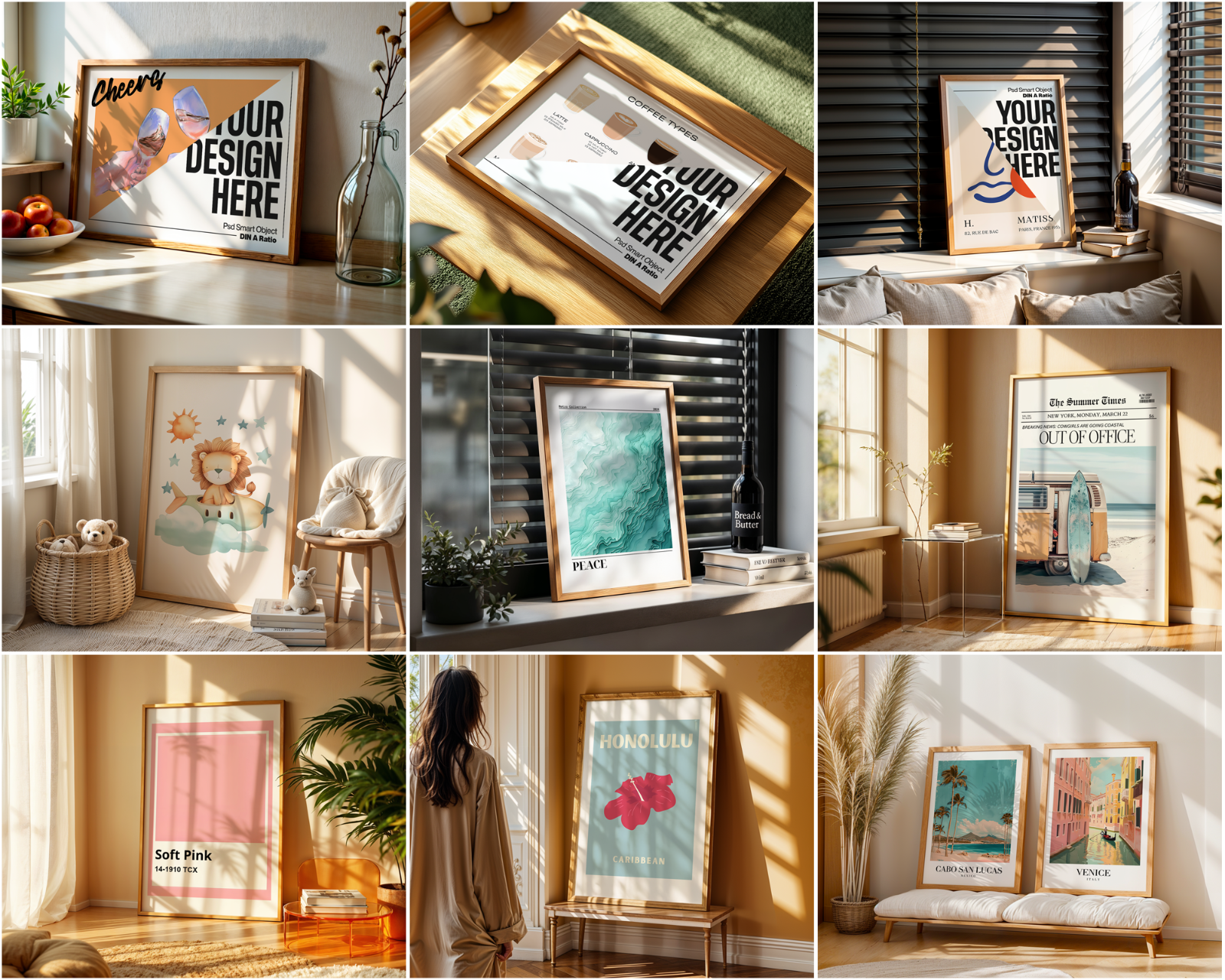 150 Poster Frame Mockup PSD Bundle, Wall Art Display , Din A Ratio