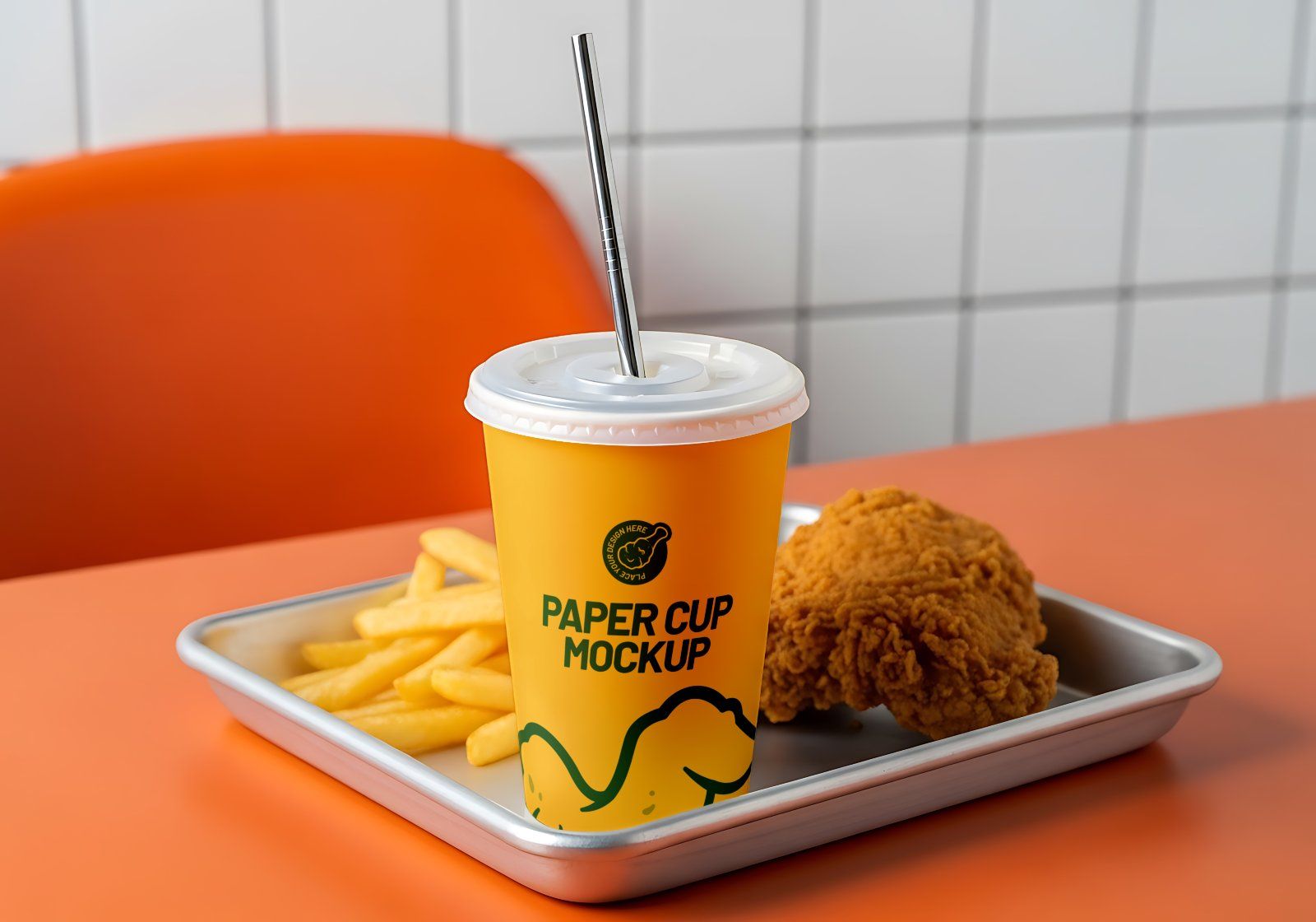 Premium Branding Fried Chicken Restaurant Mockup
