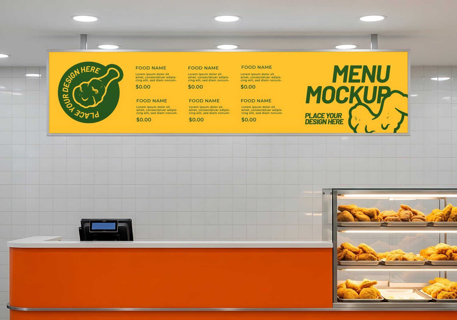 Premium Branding Fried Chicken Restaurant Mockup
