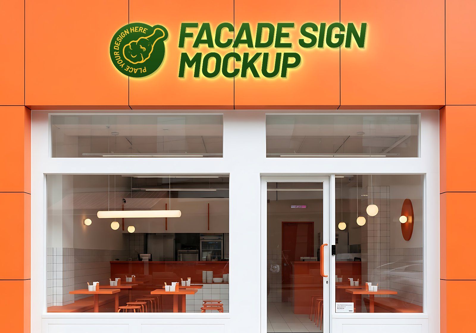 Premium Branding Fried Chicken Restaurant Mockup