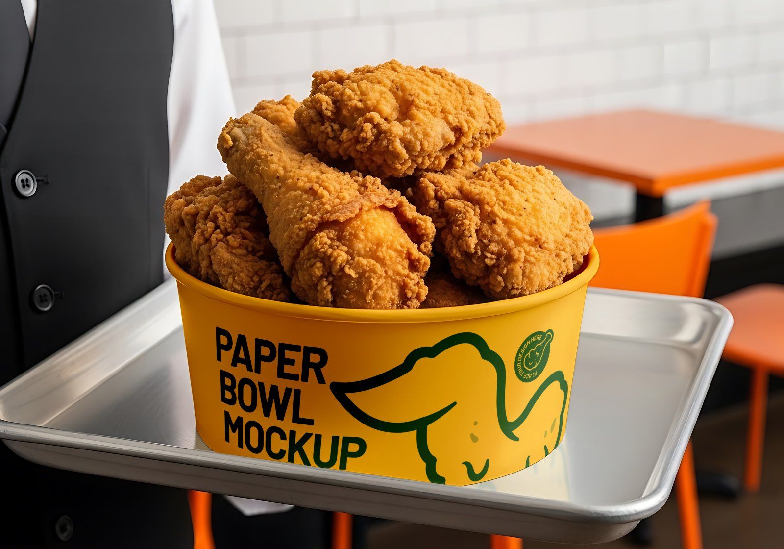 Premium Branding Fried Chicken Restaurant Mockup
