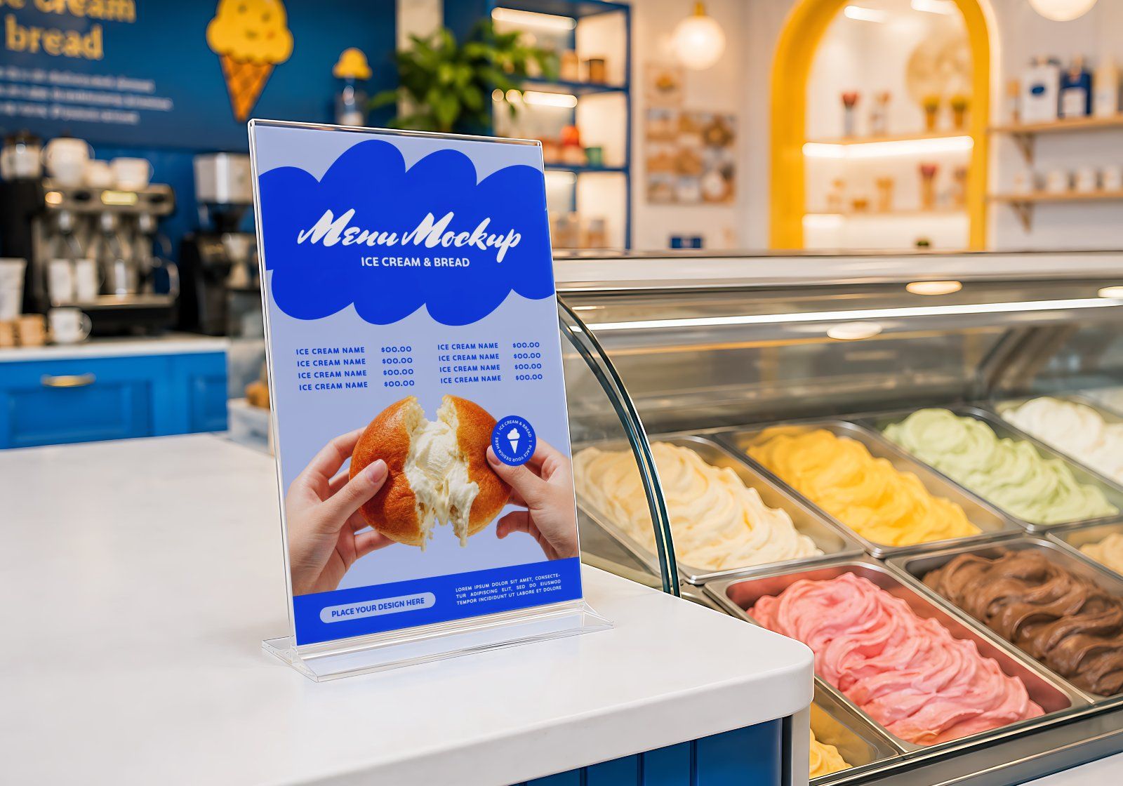 Premium Ice Cream & Bakery Branding Mockup Bundle – 15 Sweet PSD Scenes for Dessert Cafes, Food Pack