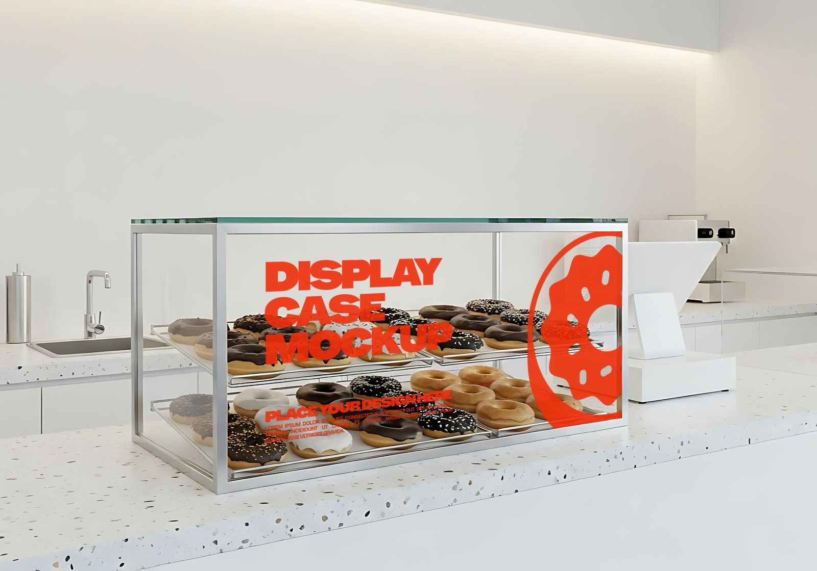 Premium Branding Orange Donut Store Mockup