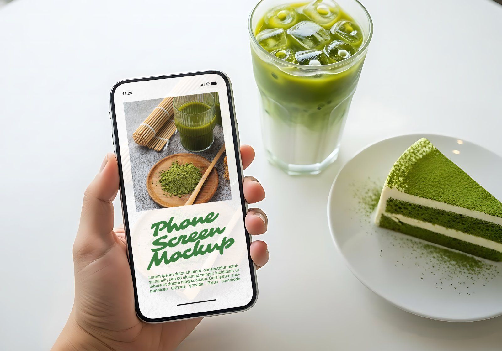 Matcha Cafe Mockup Bundle PSD – Cafe Branding & Packaging Presentation