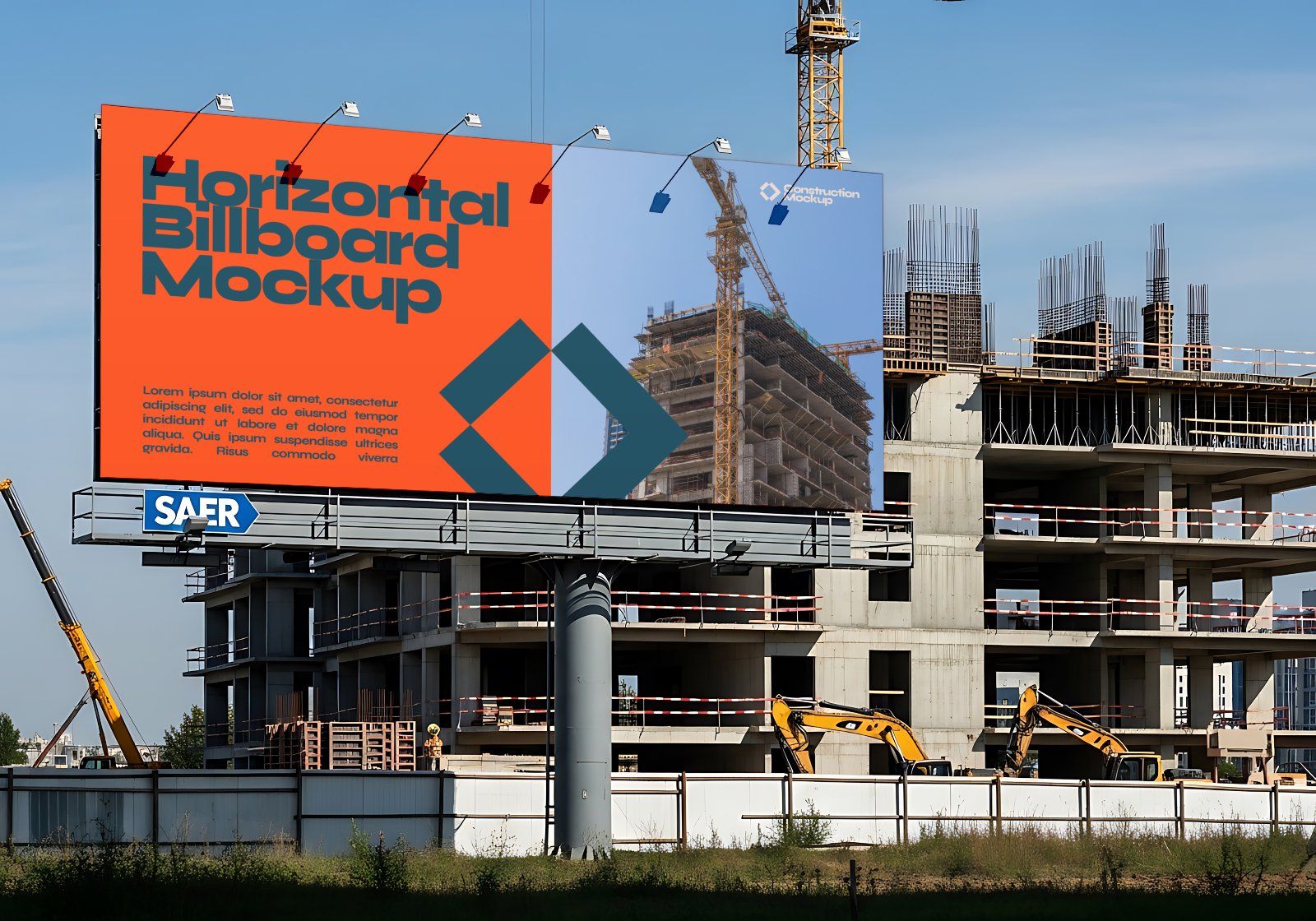 Premium Branding Red Construction Mockup