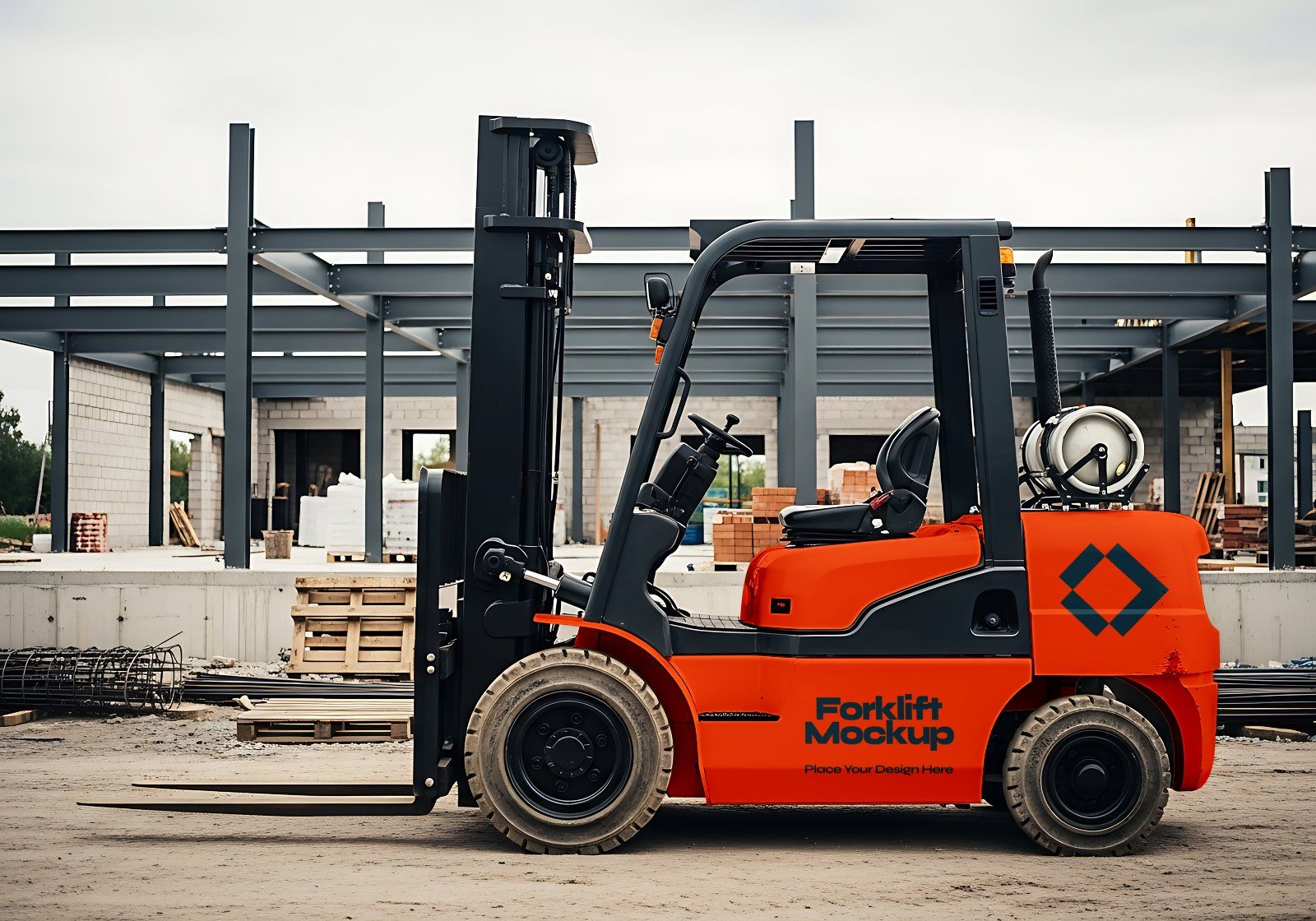 Premium Branding Red Construction Mockup