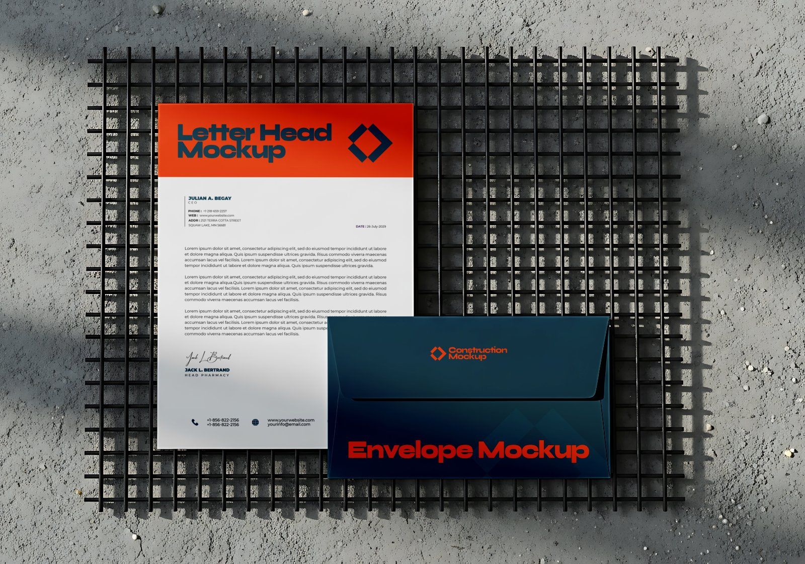 Premium Branding Red Construction Mockup