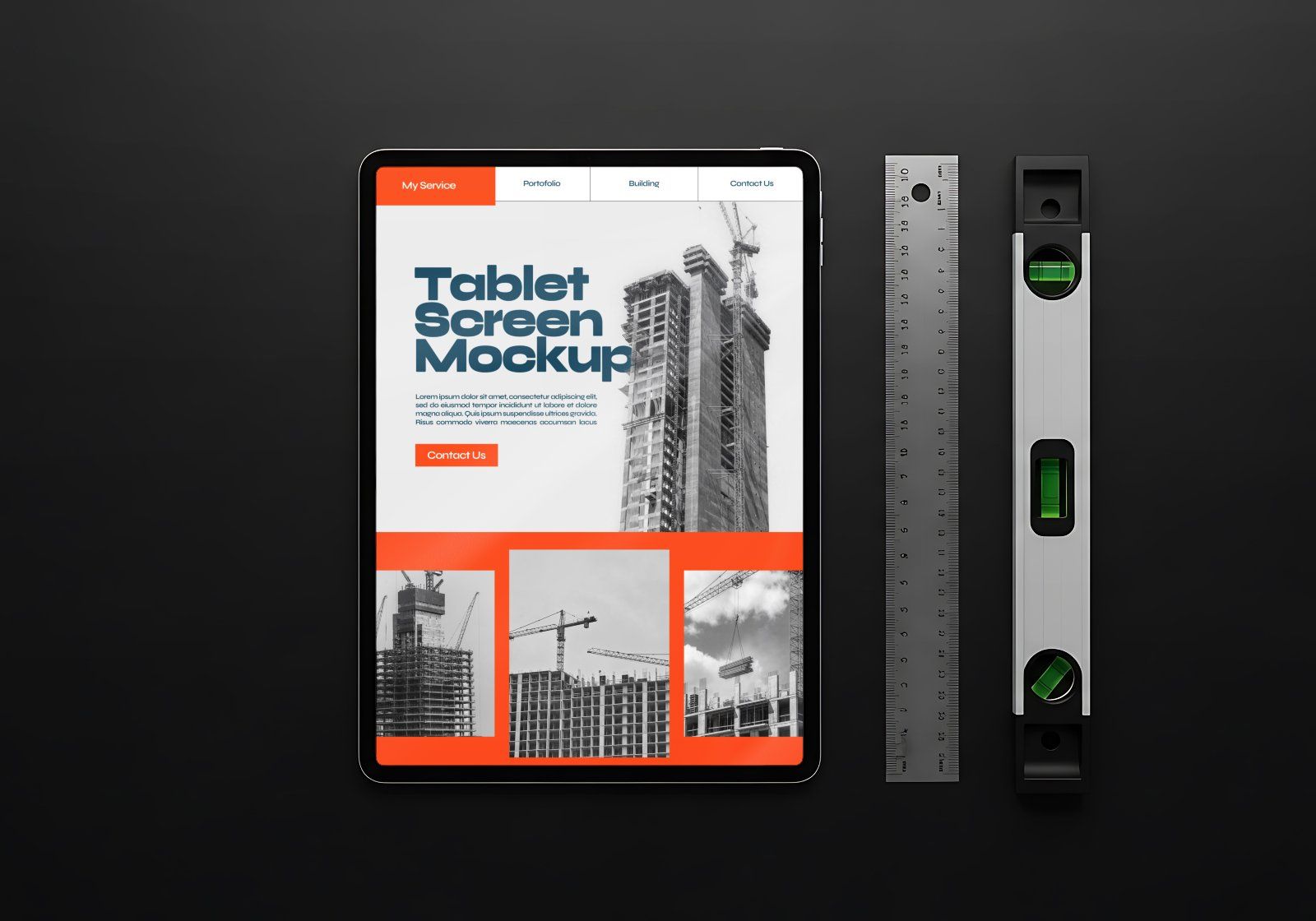 Premium Branding Red Construction Mockup