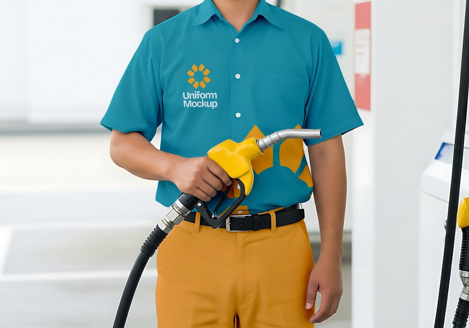 15 PSD Gas Station Branding Mockup Kit – Fuel Dispenser, Truck, Uniform, Billboard Design