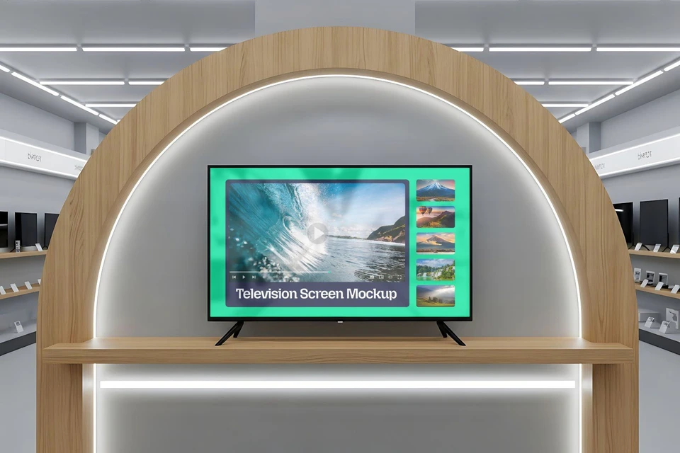 Television Screen Mockup – Realistic TV Display PSD Template