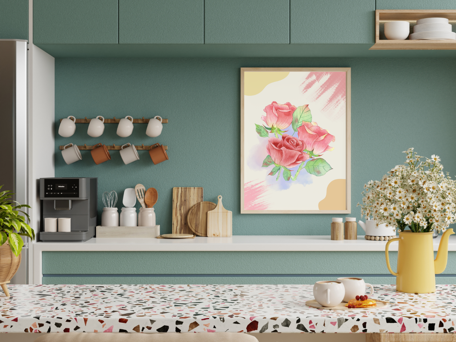 Vintage Pink Rose Botanical Wall Art & Beautiful in Life Inspirational Poster — image 3