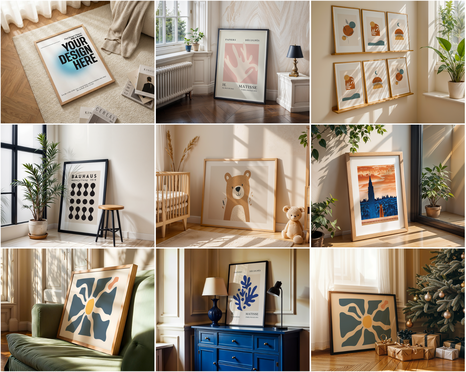 150 Poster Frame Mockup PSD Bundle, Wall Art Display , Din A Ratio