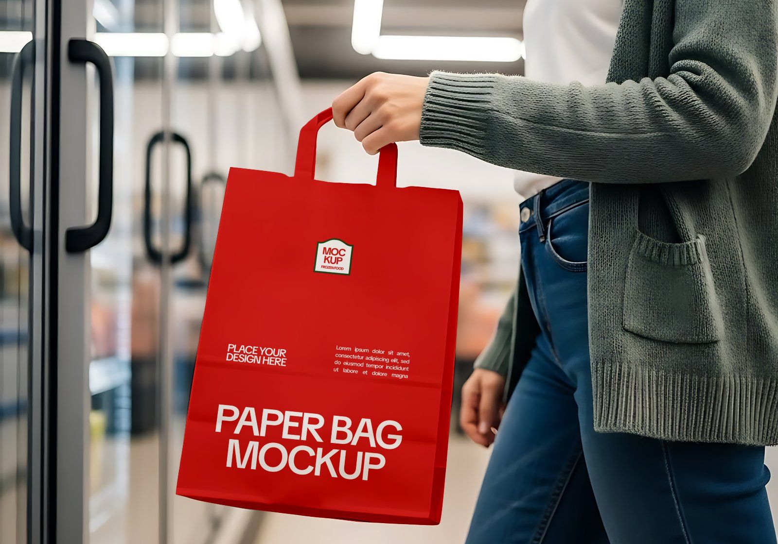 Frozen Food Store Mockup Bundle PSD – Freezer, Packaging & Price Tag Display