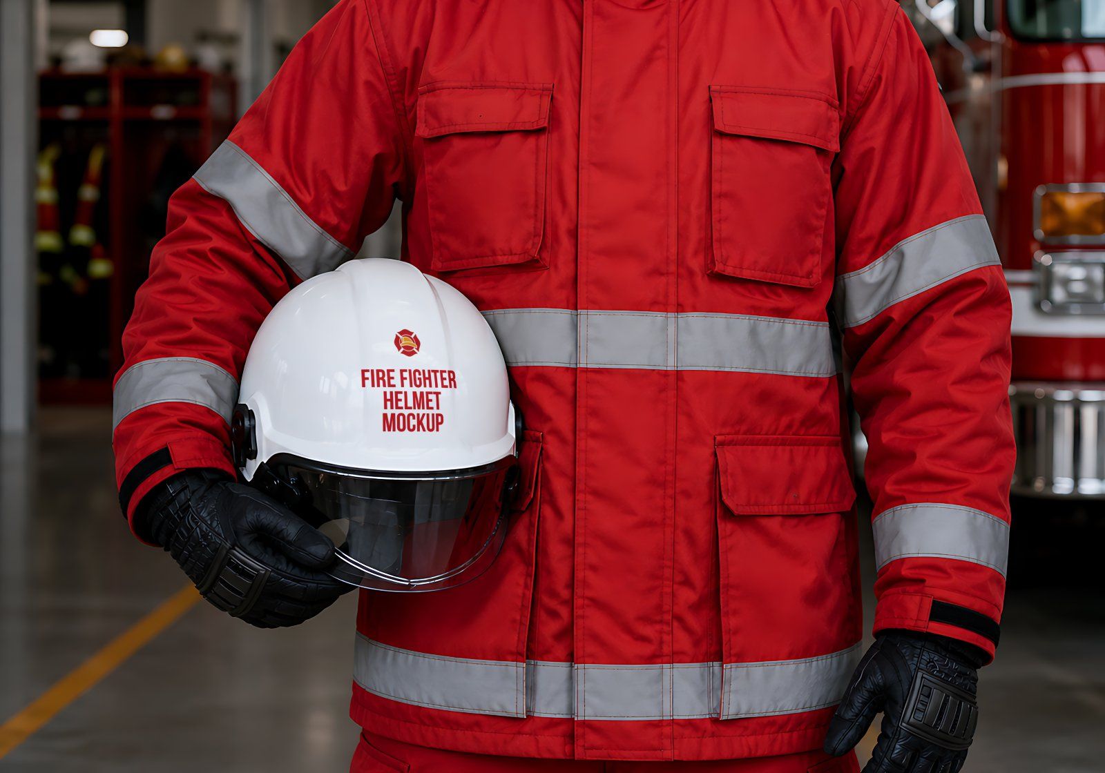 Premium Fire Fighter Branding Mockup Bundle – 15 Rescue PSD Scenes for Emergency Uniforms, Vehicles