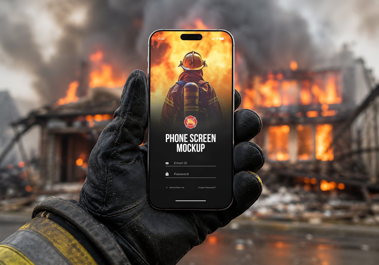 Premium Fire Fighter Branding Mockup Bundle – 15 Rescue PSD Scenes for Emergency Uniforms, Vehicles