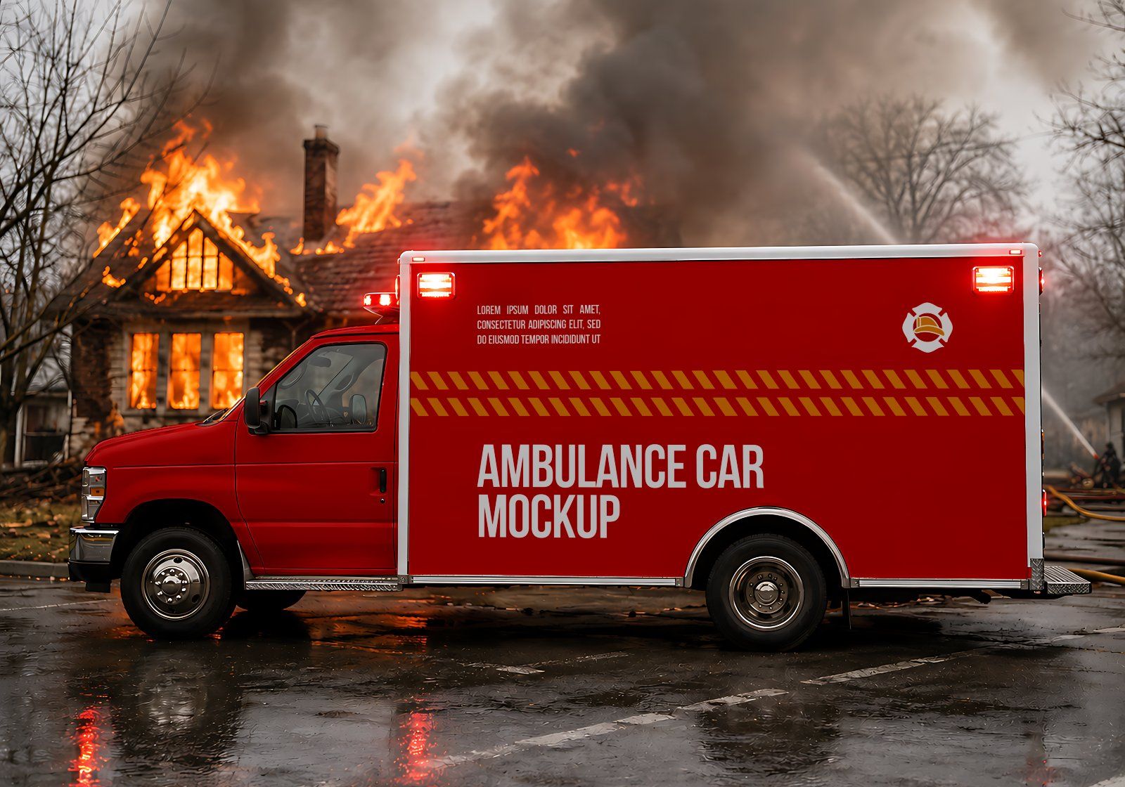 Premium Fire Fighter Branding Mockup Bundle – 15 Rescue PSD Scenes for Emergency Uniforms, Vehicles