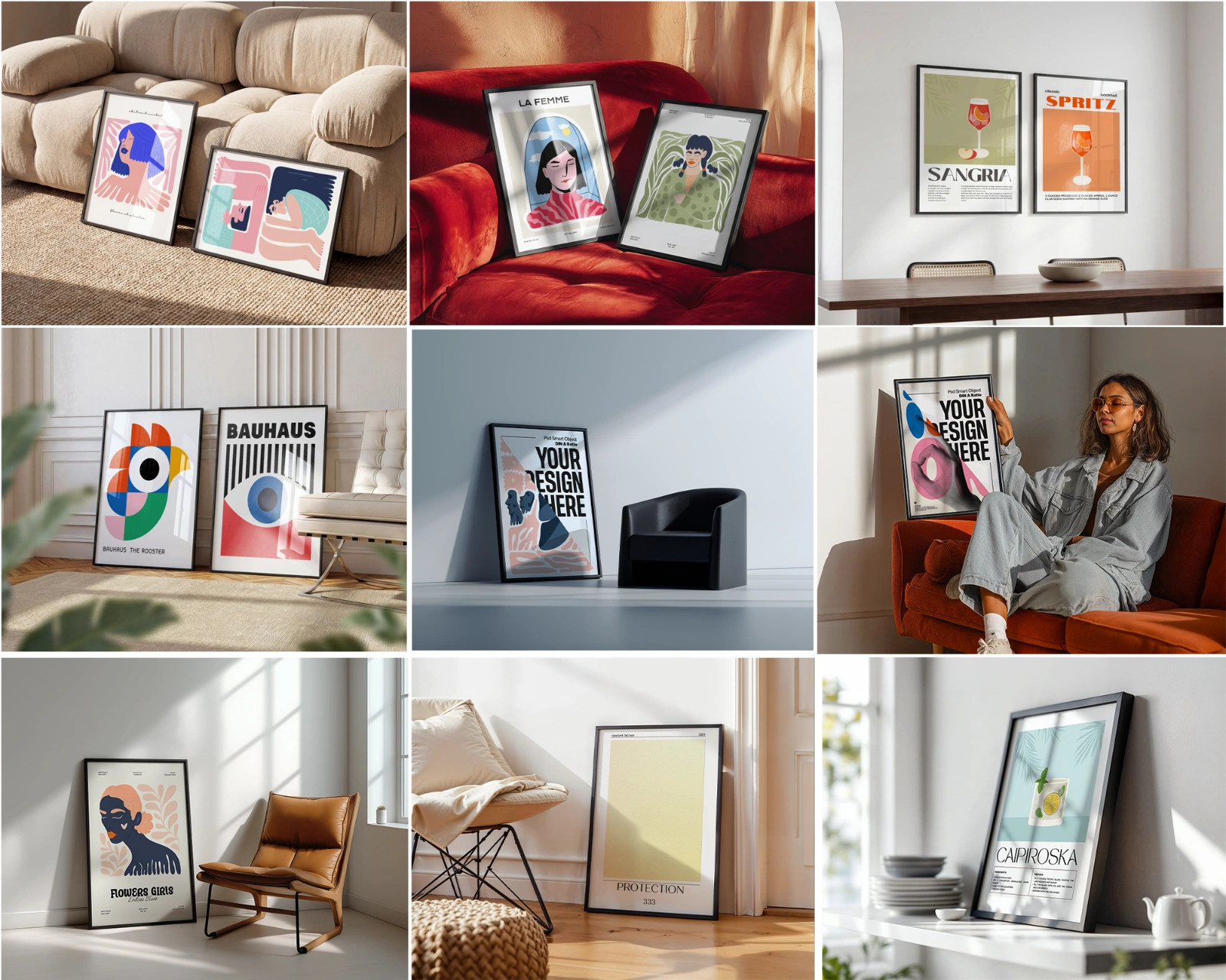 100 Black Frame Poster Mockup PSD Bundle, Wall Art & Poster Smart Object Template — image 16