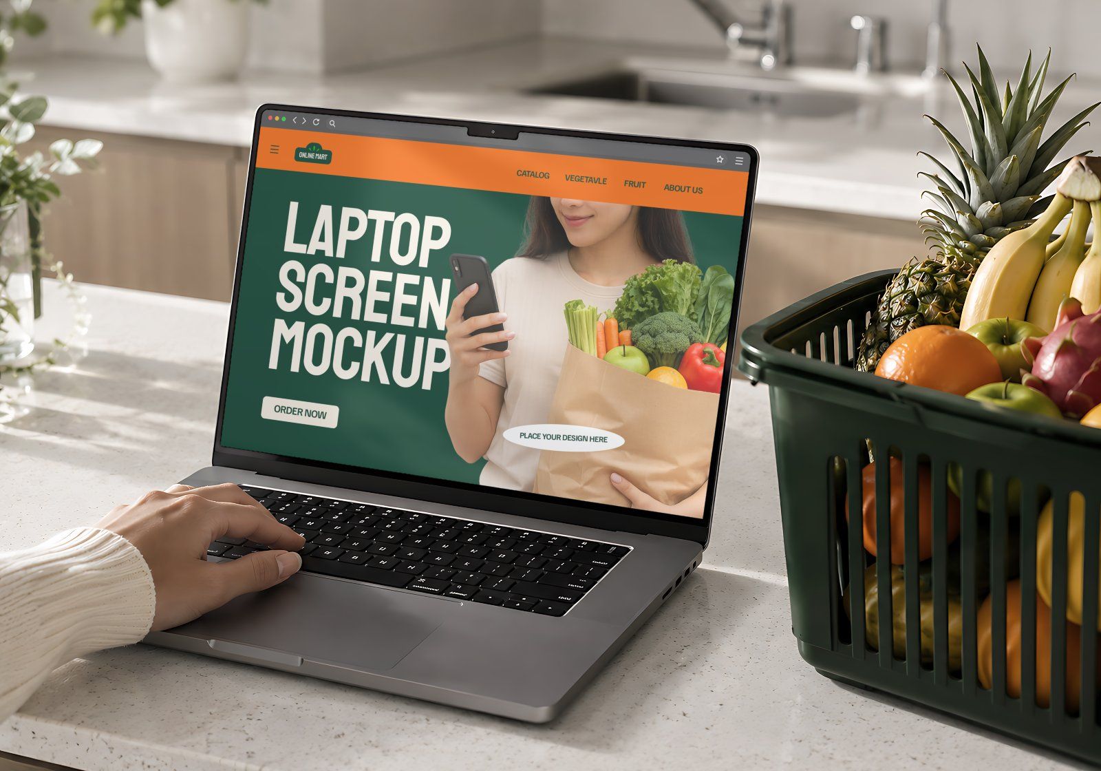 Premium Online Groceries Branding Mockup Bundle – 15 Fresh PSD Scenes for Supermarket Delivery