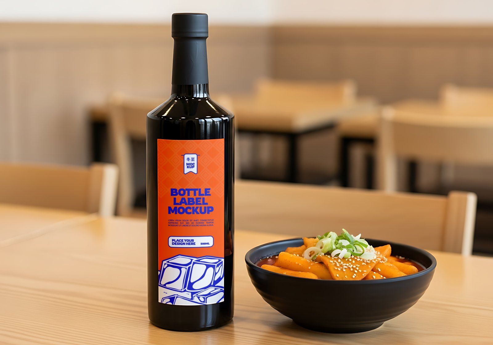 Premium Branding Red Korean Restaurant Mockup