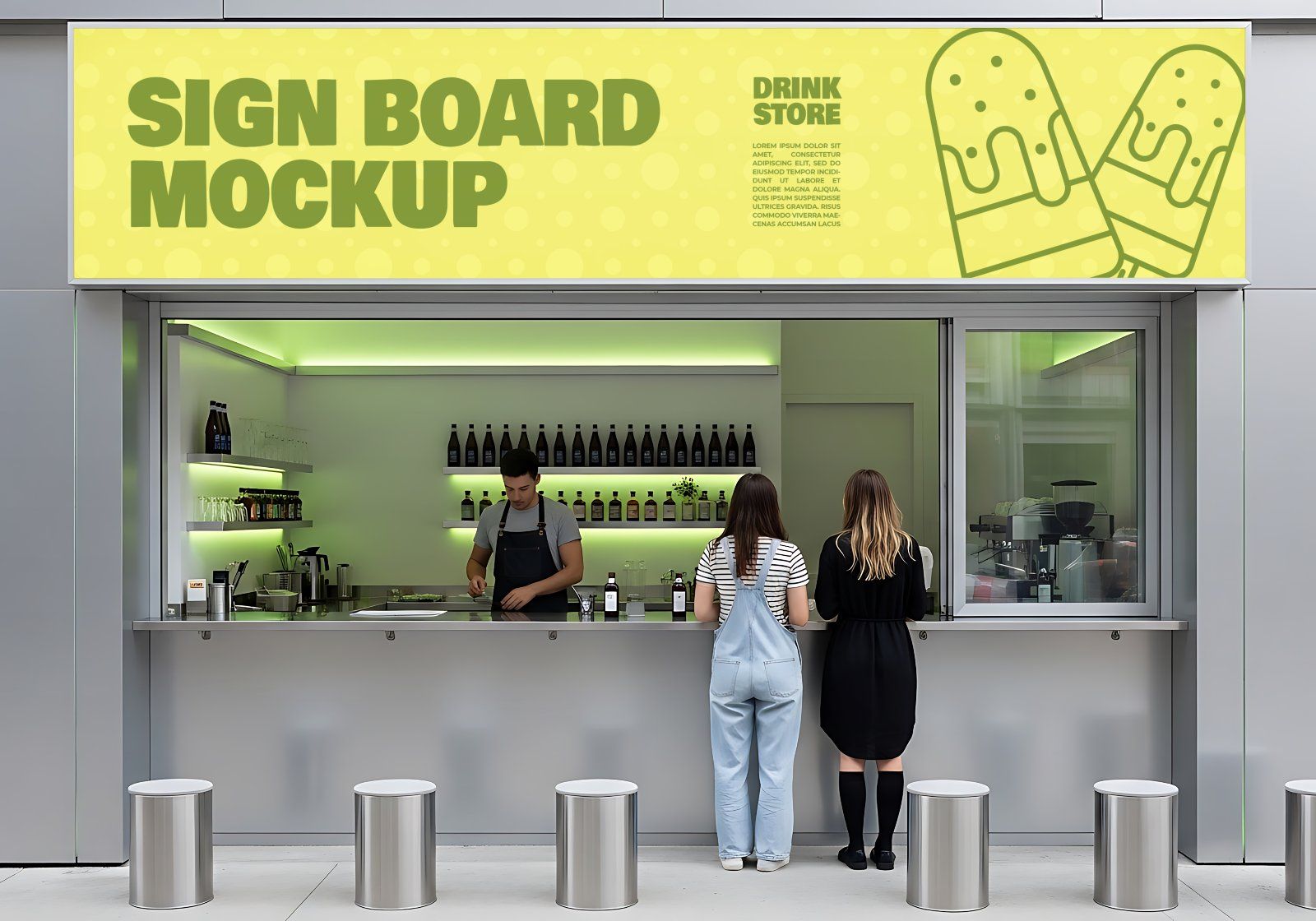 Premium Branding Drinking Store Mockup