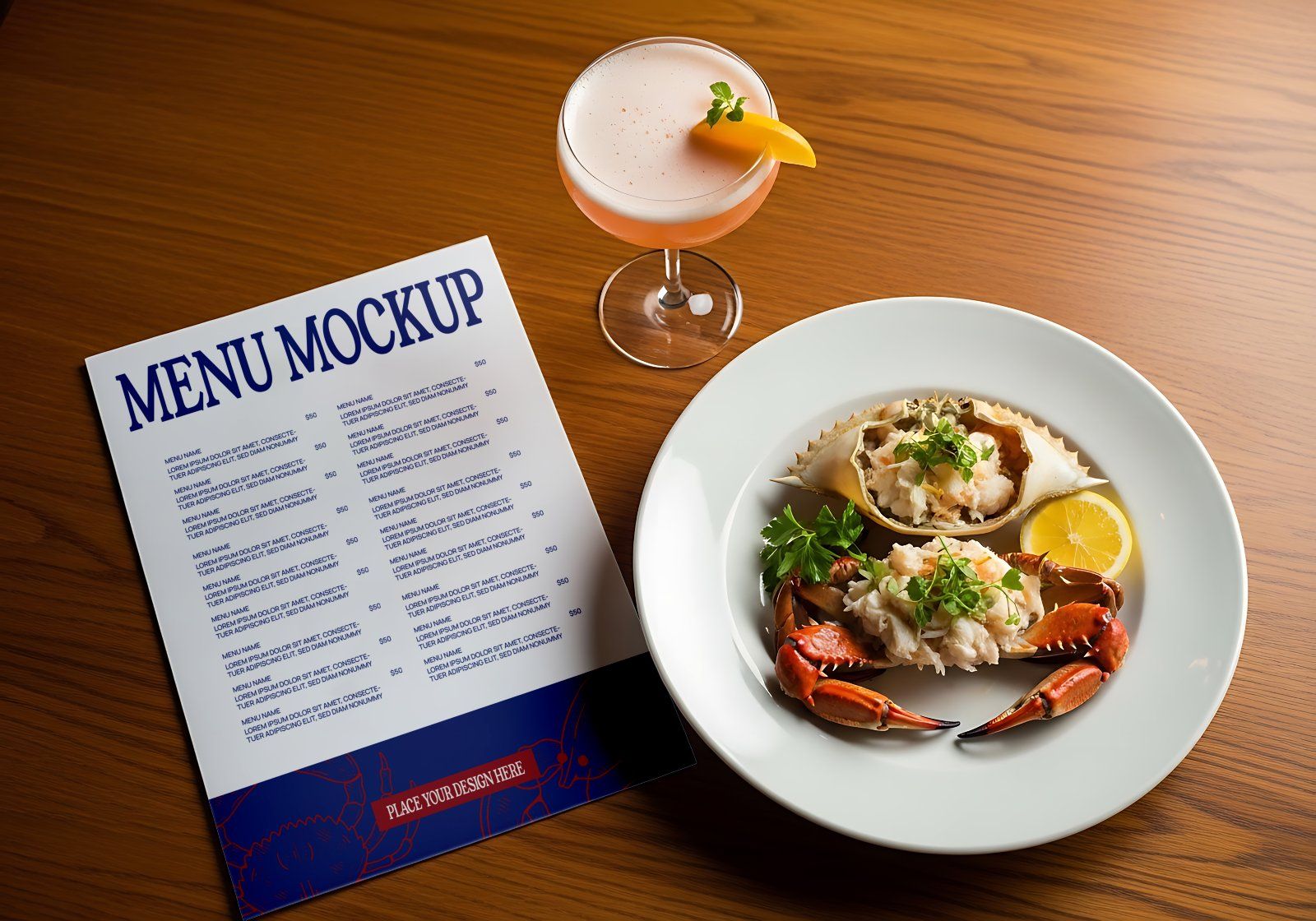 Premium Branding Fresh Seafood Restaurant Mockup