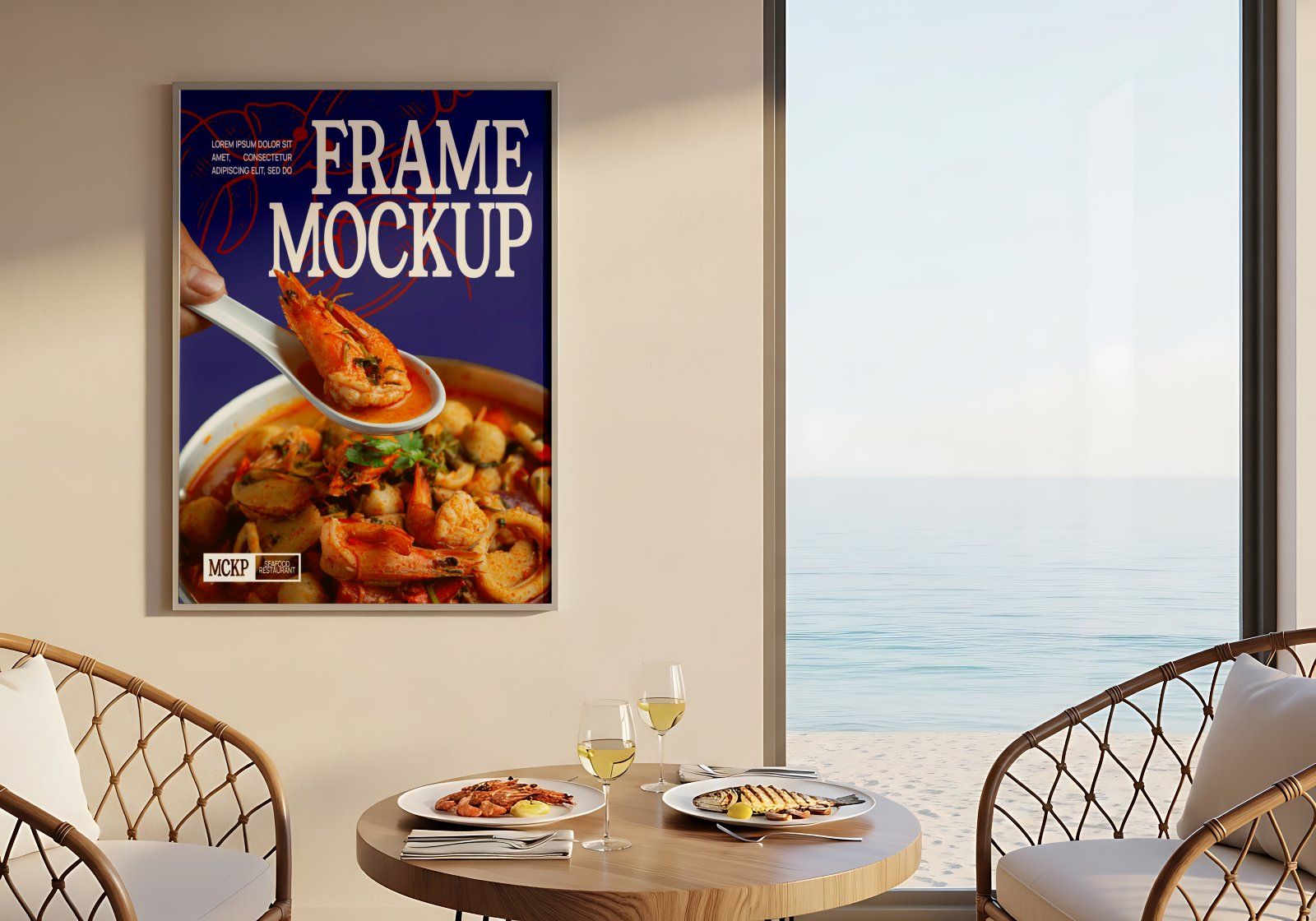 Premium Branding Fresh Seafood Restaurant Mockup