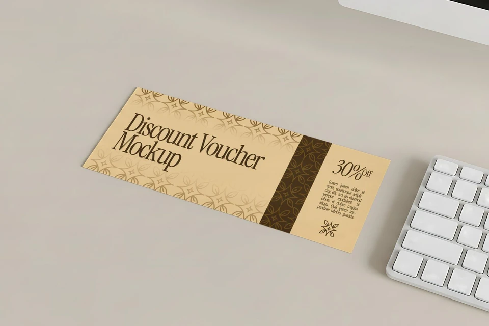 Paper Discount Voucher Mockup