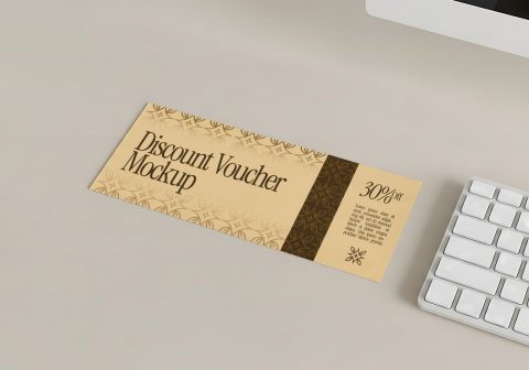 Paper Discount Voucher Mockup