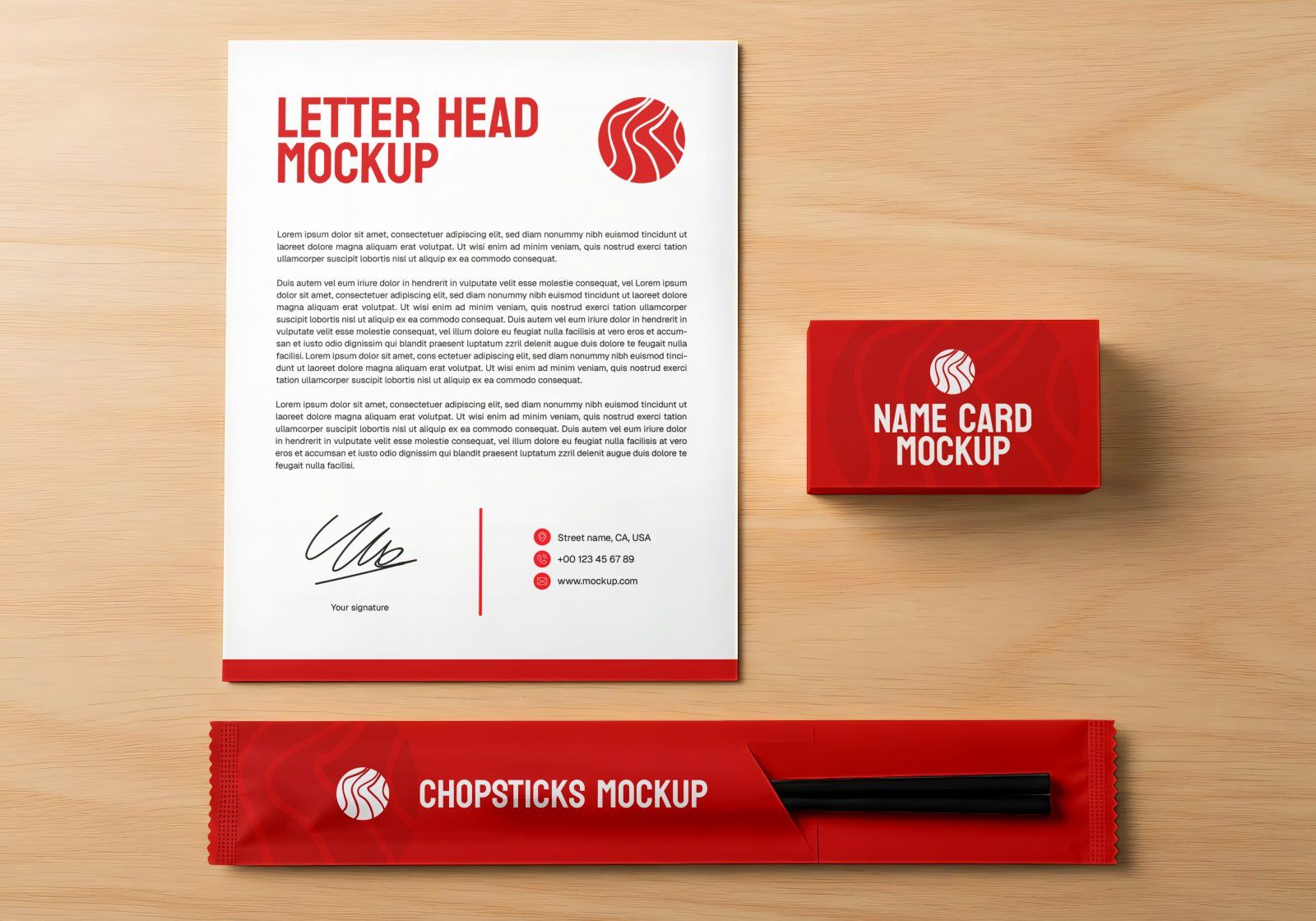 Korean Restaurant Mockup Bundle PSD – 15 Mockup Food Branding & Interior Design