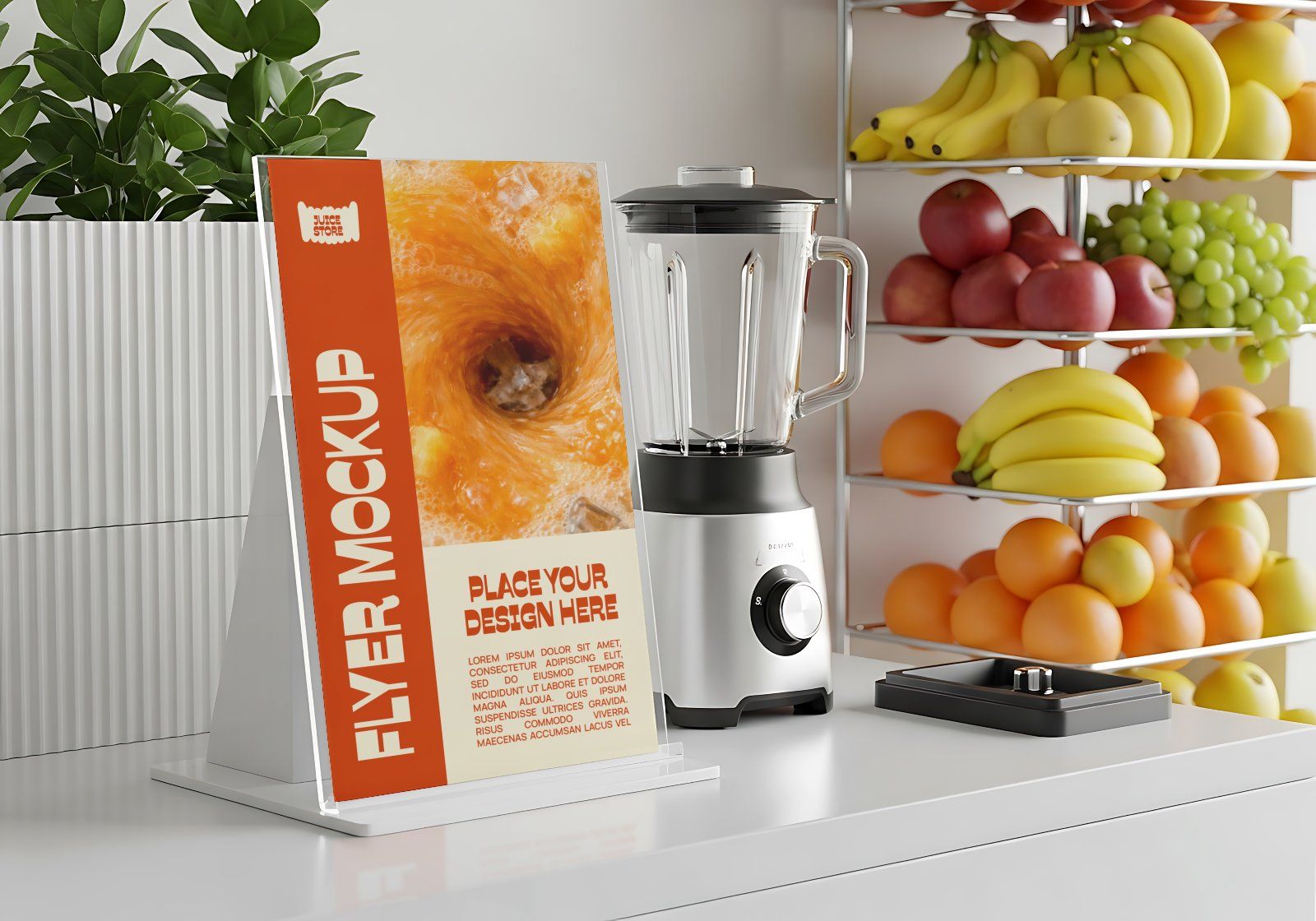 Premium Branding Orange Juice Store Mockup