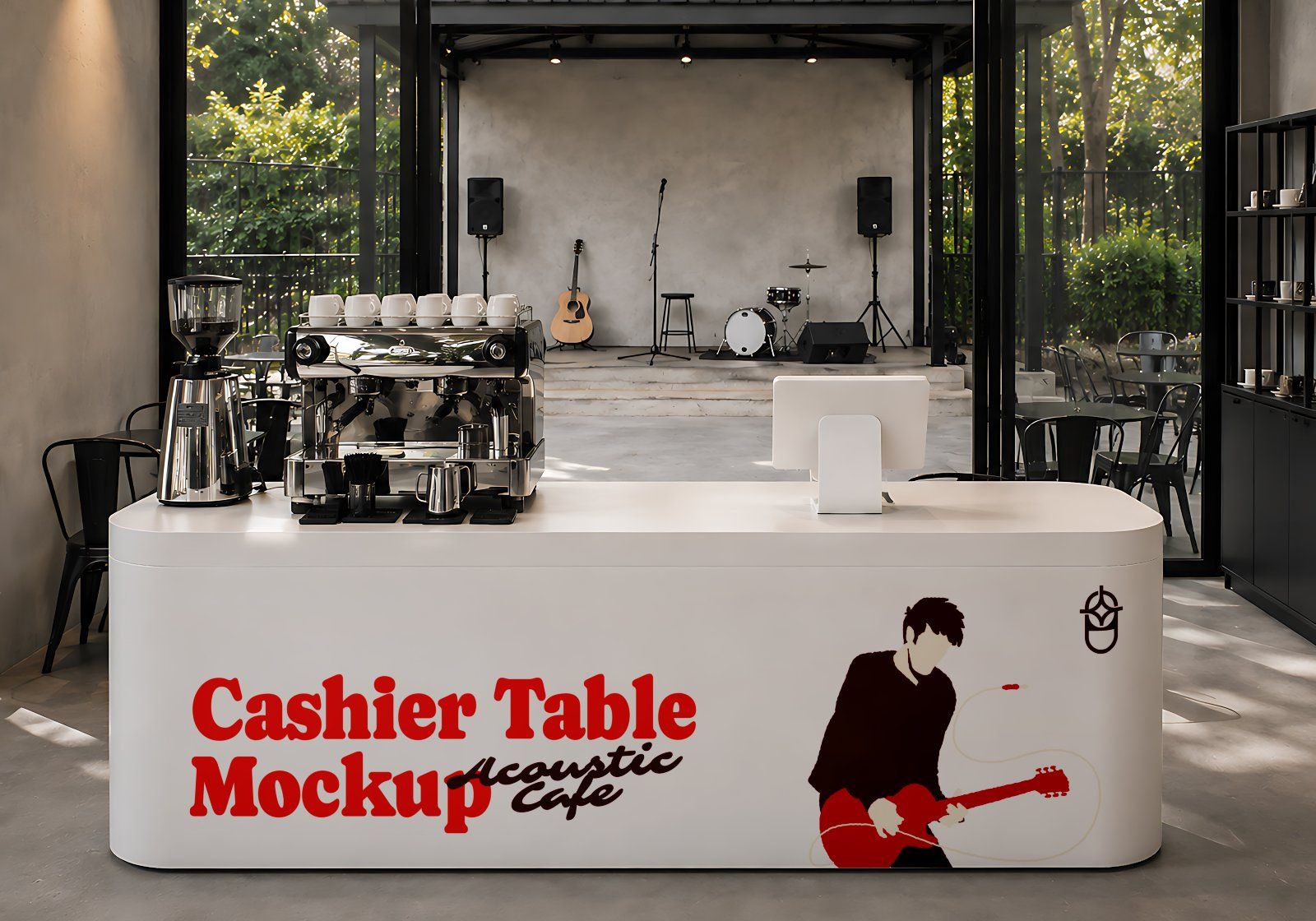 Premium Live Music Cafe Branding Mockup Bundle – 15 Aesthetic PSD Scenes for Coffee Shop & Acoustic