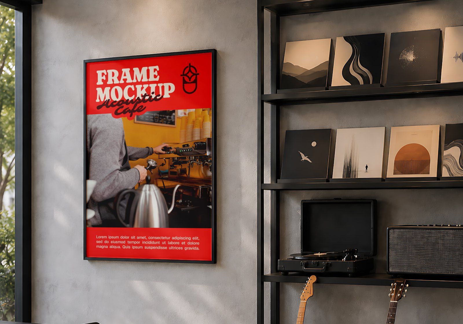 Premium Live Music Cafe Branding Mockup Bundle – 15 Aesthetic PSD Scenes for Coffee Shop & Acoustic
